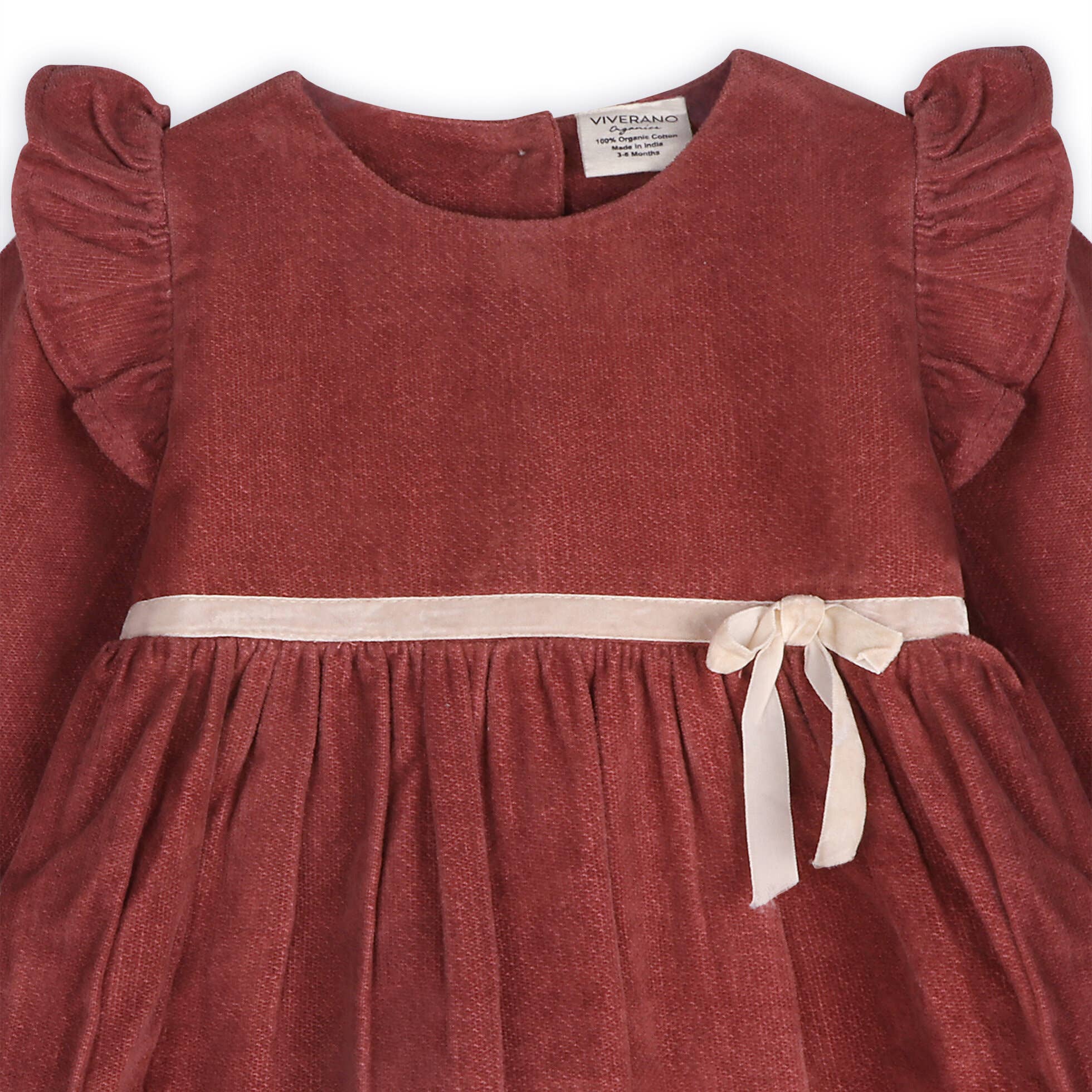 Organic Amber Velvet Baby Dress & Bloomer Set | Terracotta - Image 3