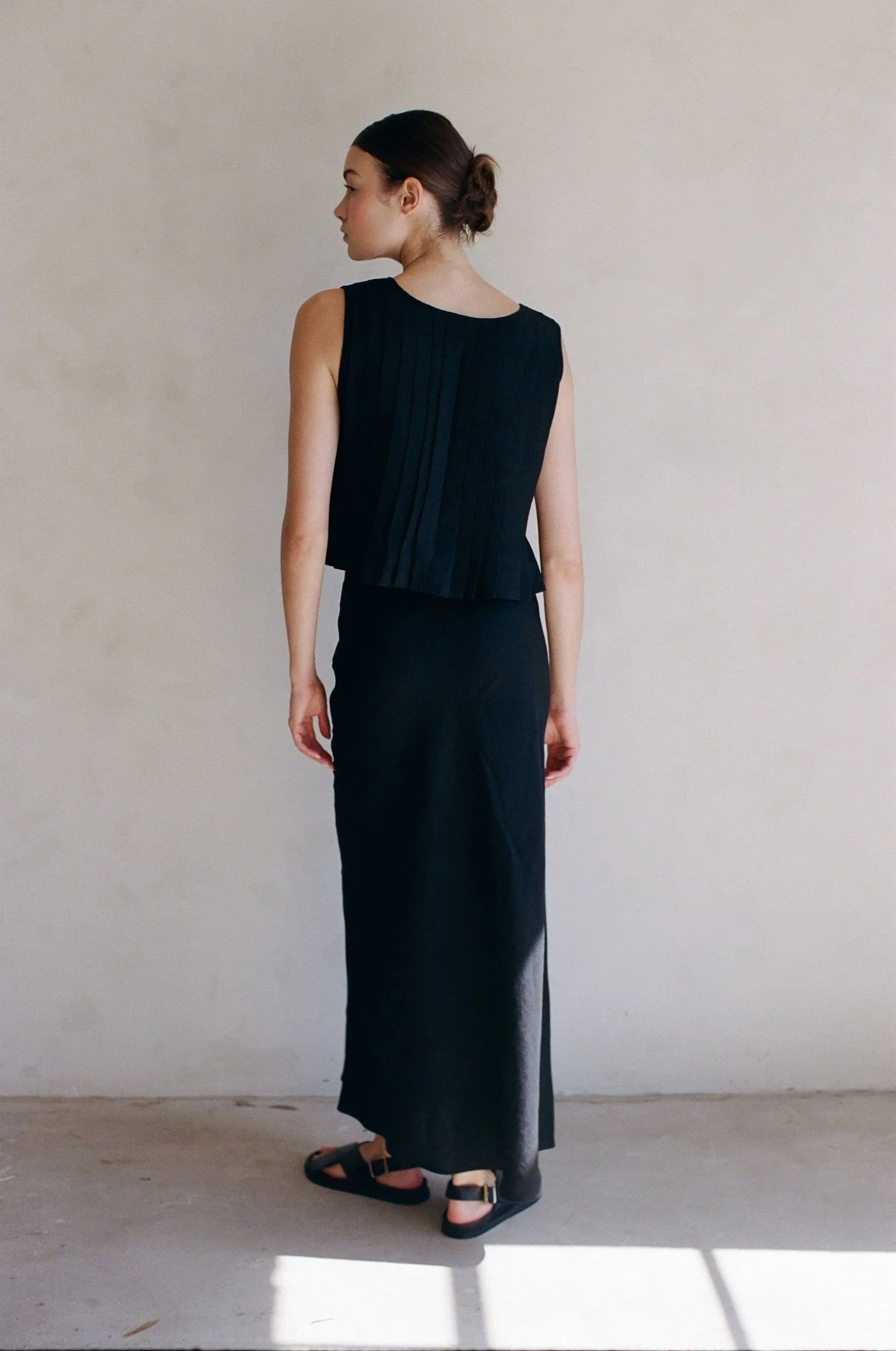 Linen Everyday Long Skirt | Black - Image 3