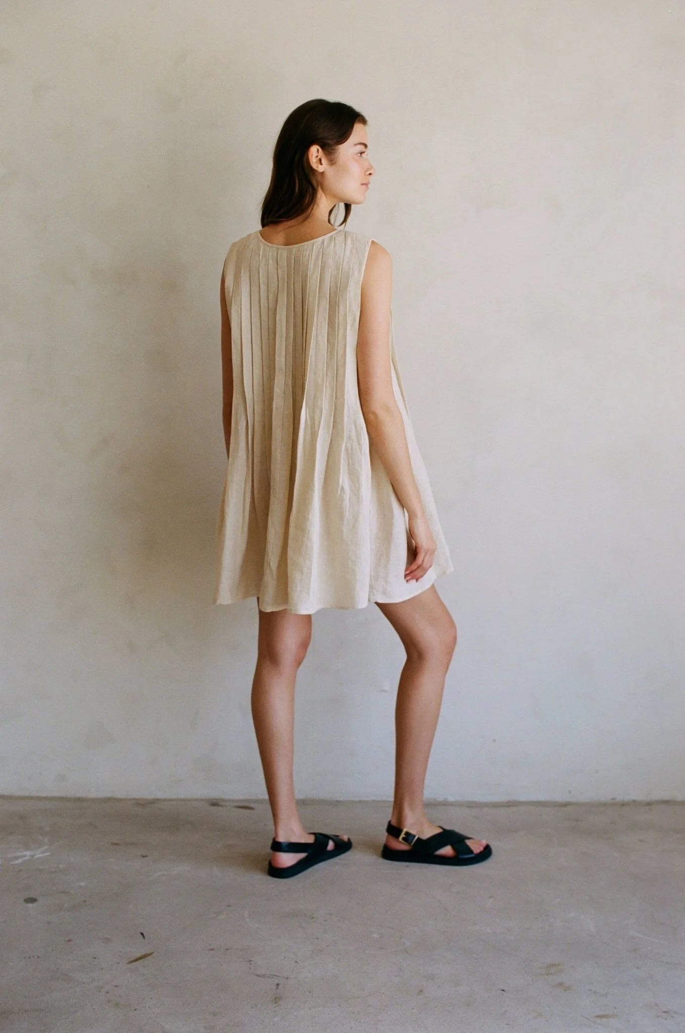 Linen Flare Mini Dress - Image 4