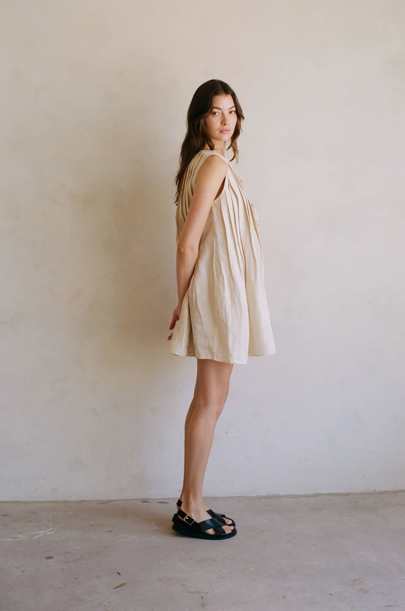 Linen Flare Mini Dress - Image 5
