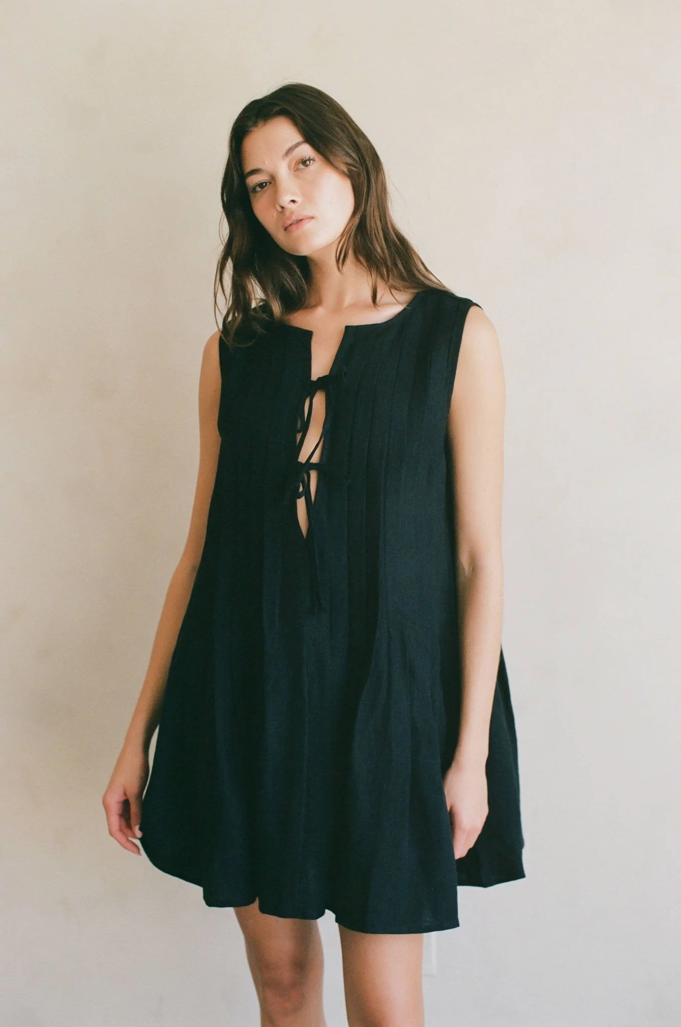Linen Flare Mini Dress - Image 6