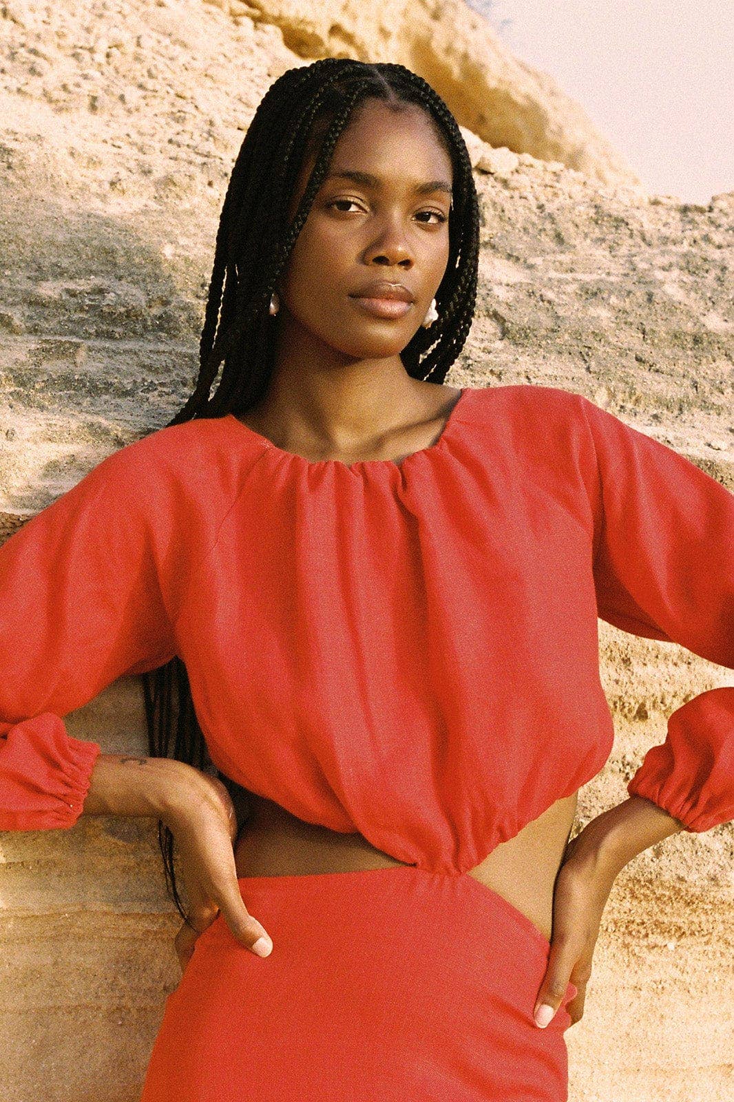 The Emilia Cut-Out Maxi Dress | Red - Image 3