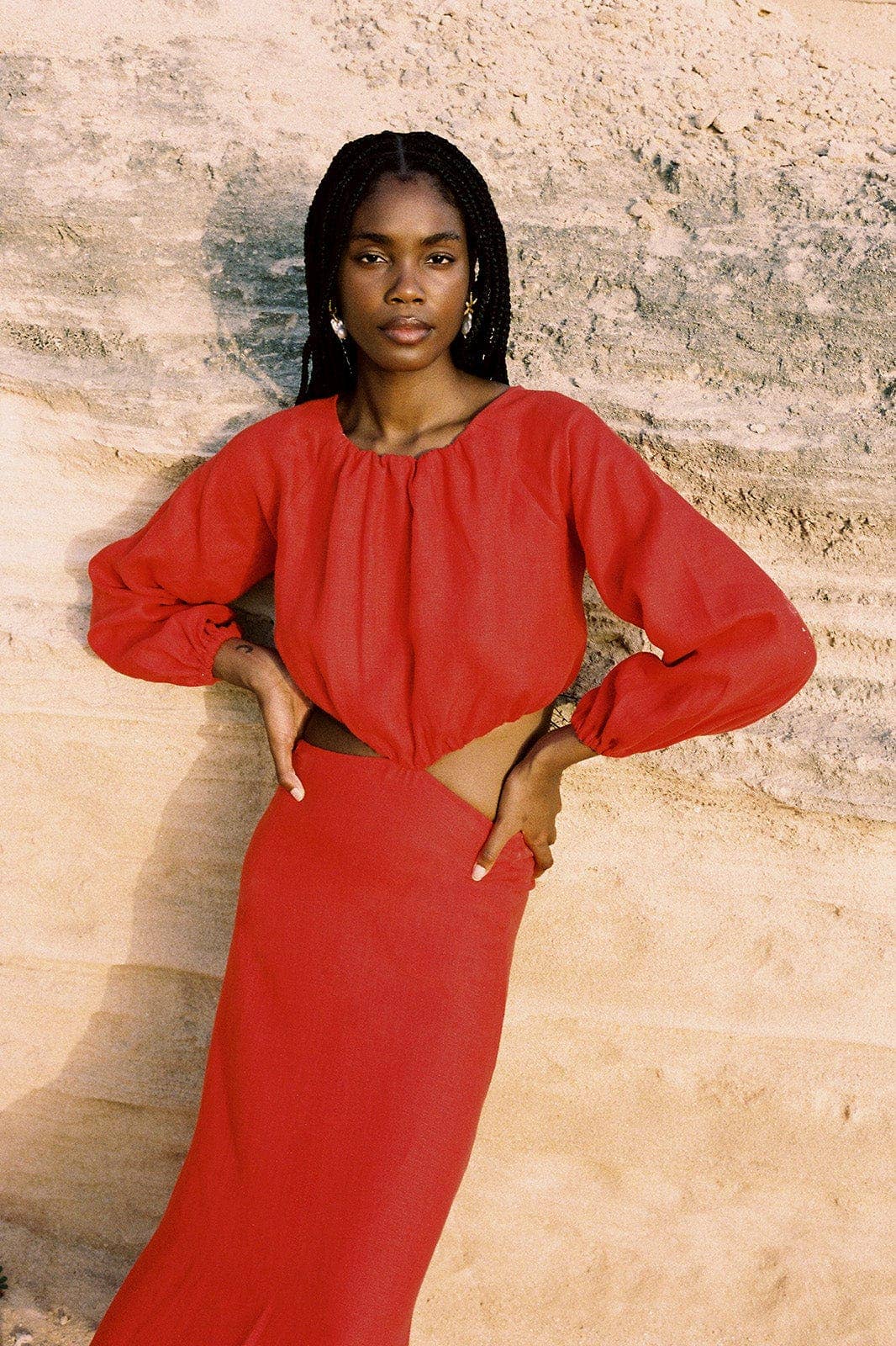 The Emilia Cut-Out Maxi Dress | Red - Image 4