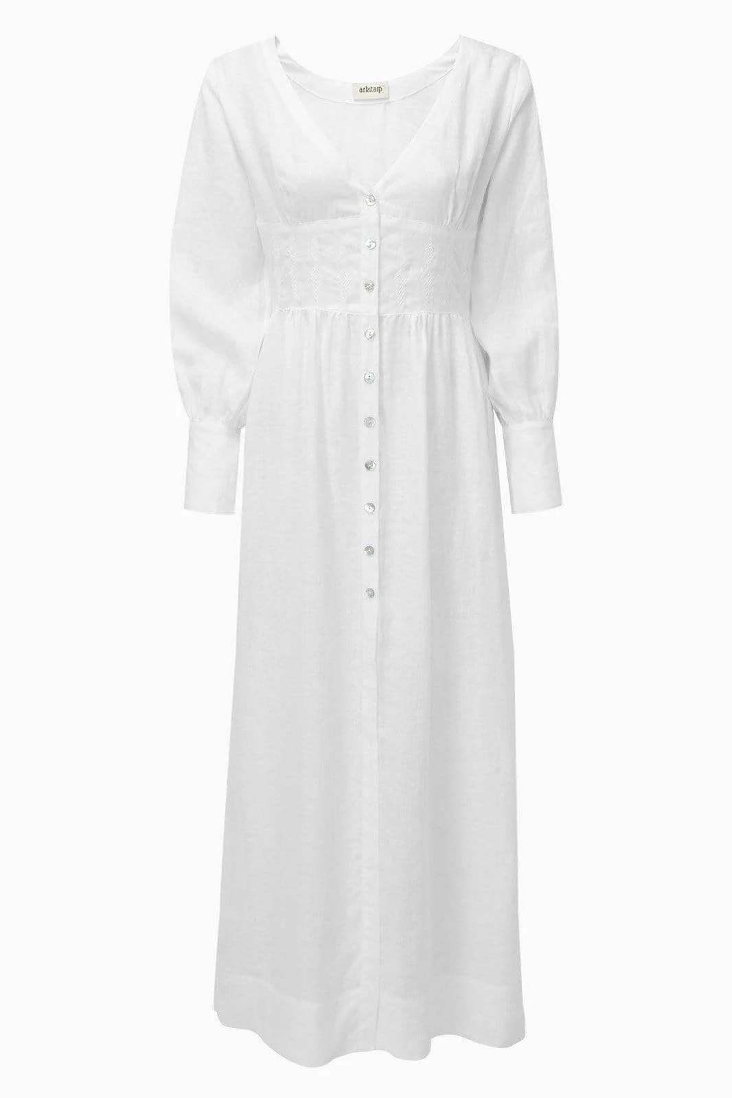 The Gertrude Linen Maxi Dress | White - Image 5
