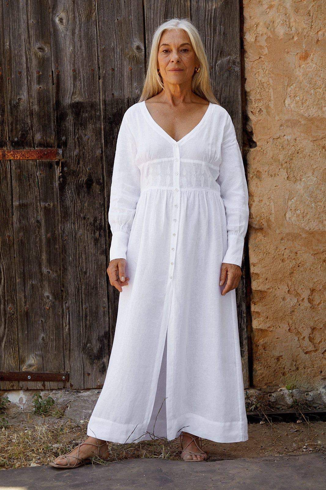 The Gertrude Linen Maxi Dress | White - Image 8