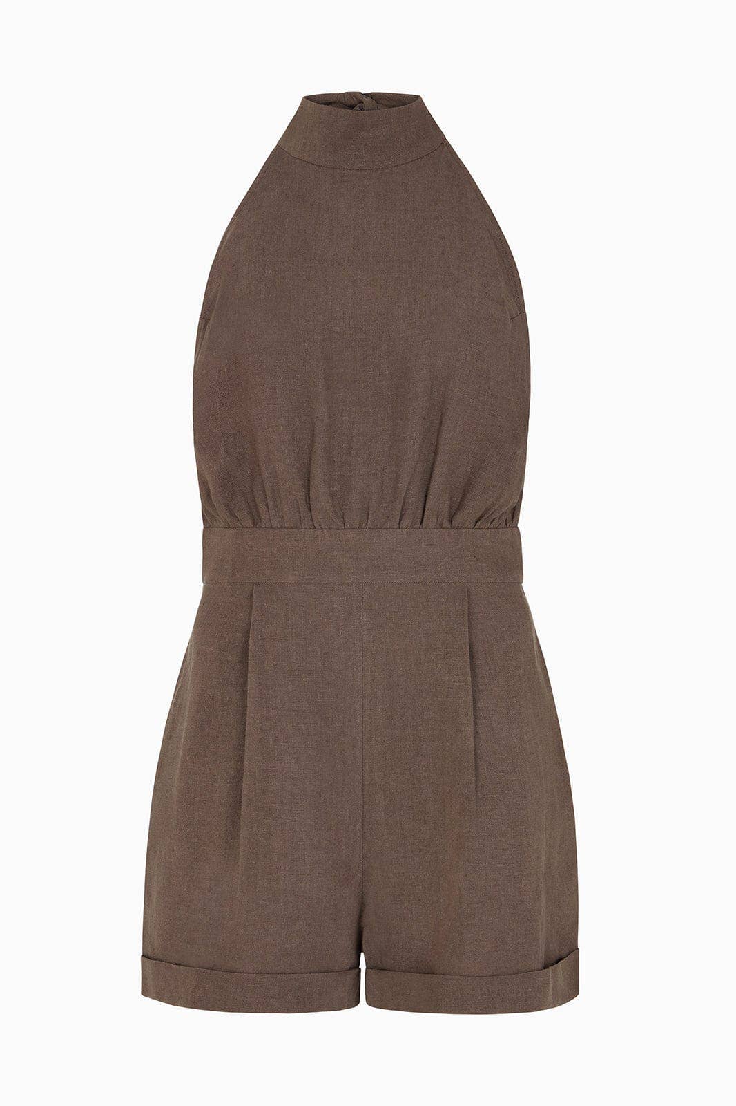 The Louise Short Halter Jumpsuit | Mocha - Image 3