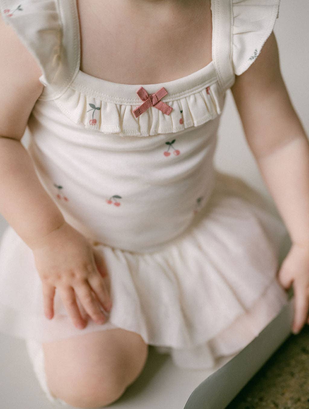 Cherry Tutu Singlet Onesie | Natural - Image 3