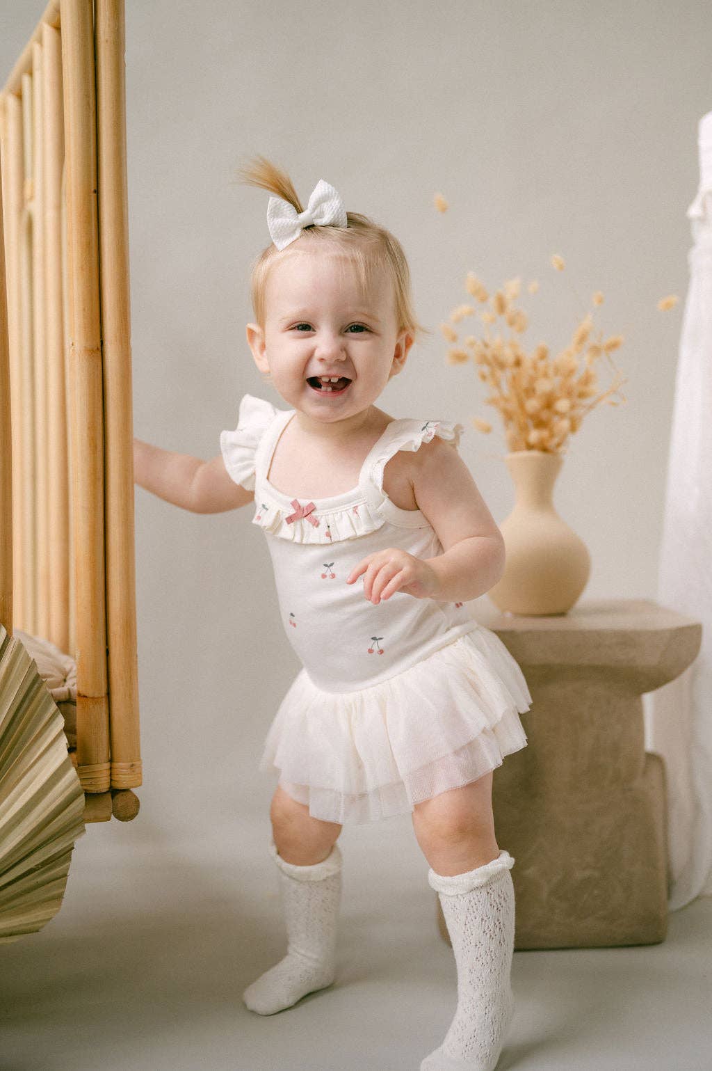 Cherry Tutu Singlet Onesie | Natural - Image 4