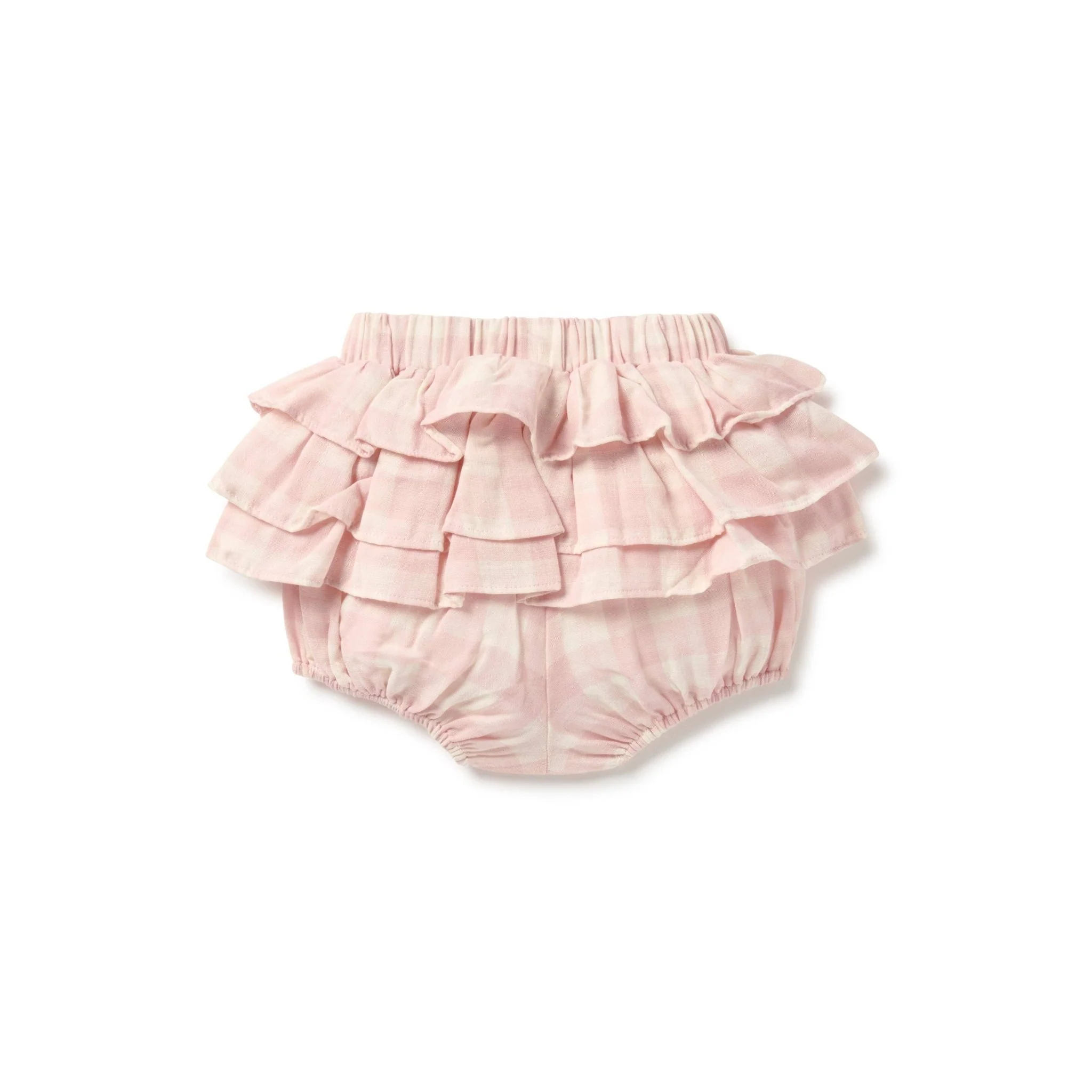 Pink Gingham Muslin Ruffle Bloomers - Image 3