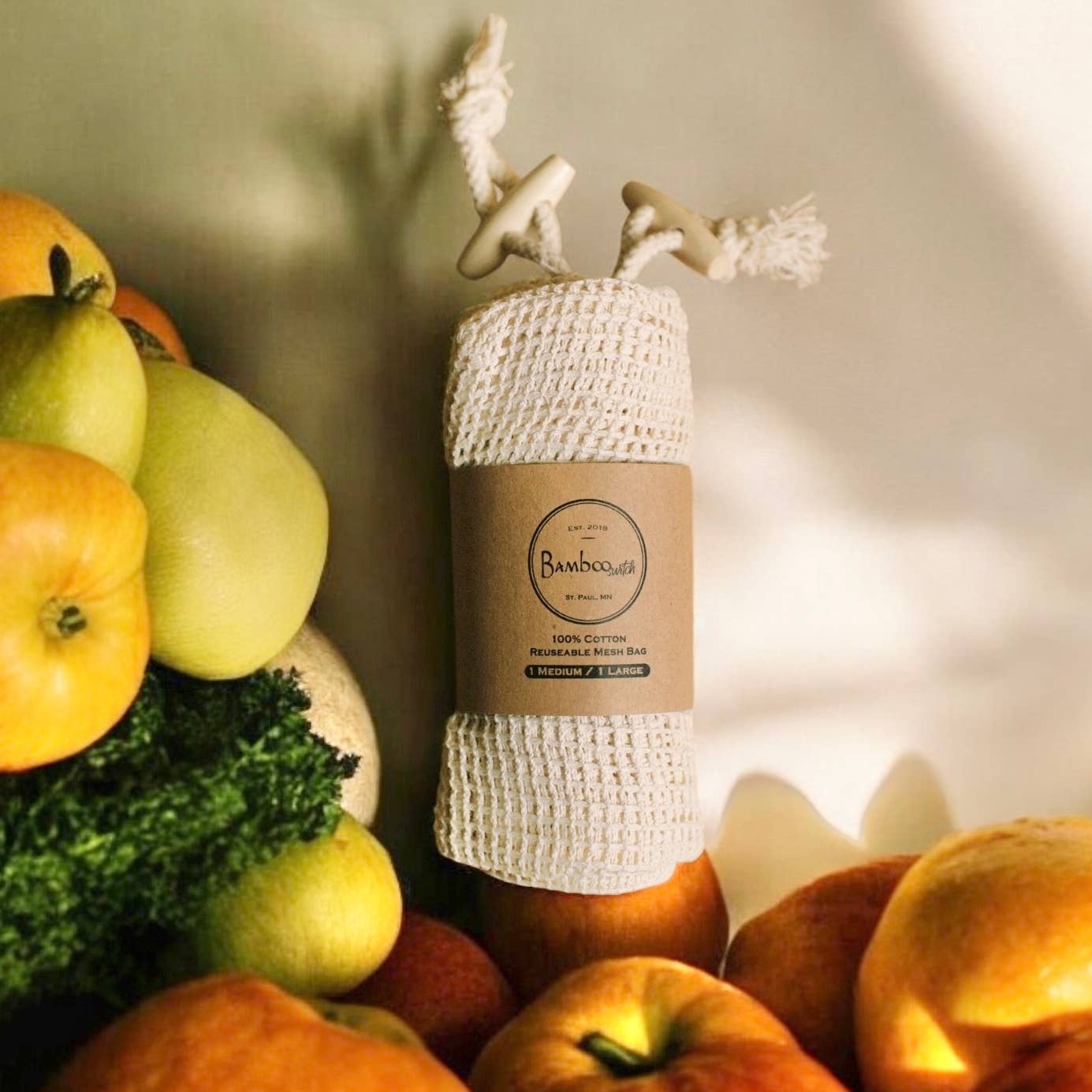 Organic Cotton Mesh Produce Bags | 2 Pack - Image 2