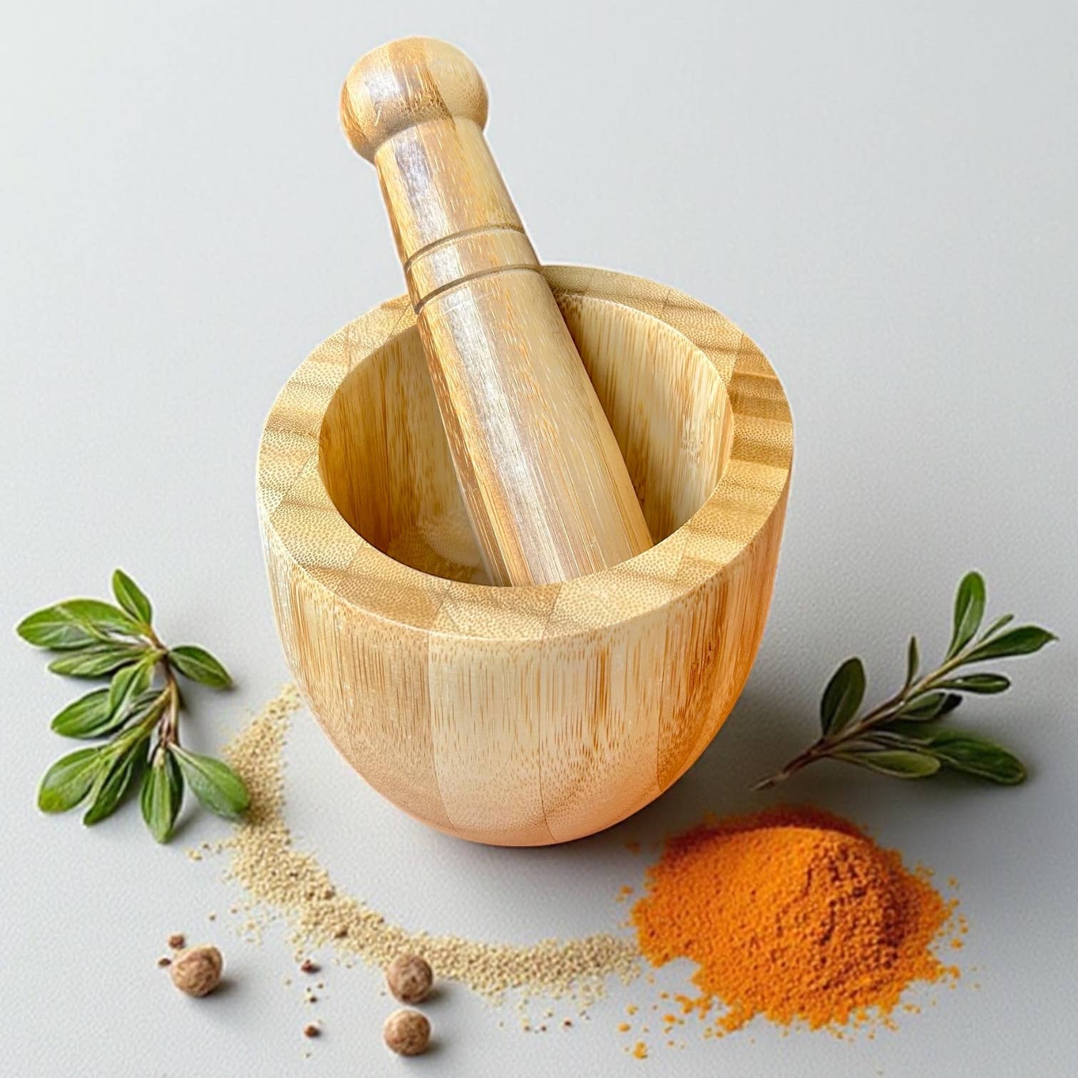 Bamboo Mortar and Pestle - Image 3