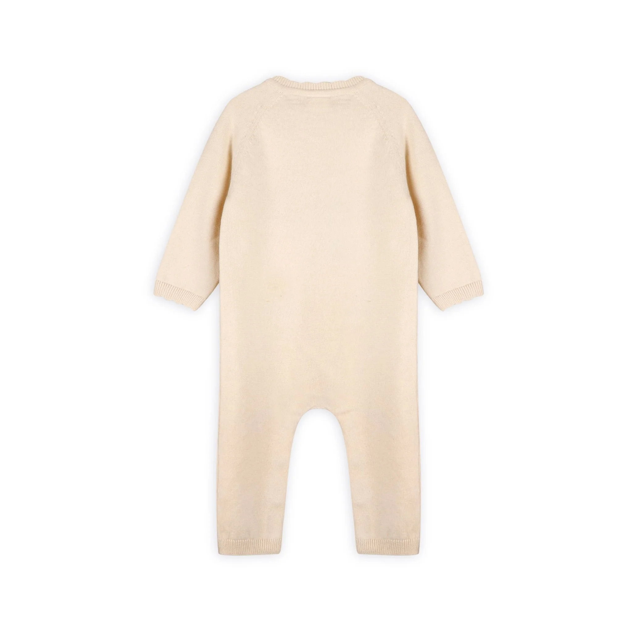 Organic Bird & Floral Embroidered Baby Knit Jumpsuit | Natural - Image 4