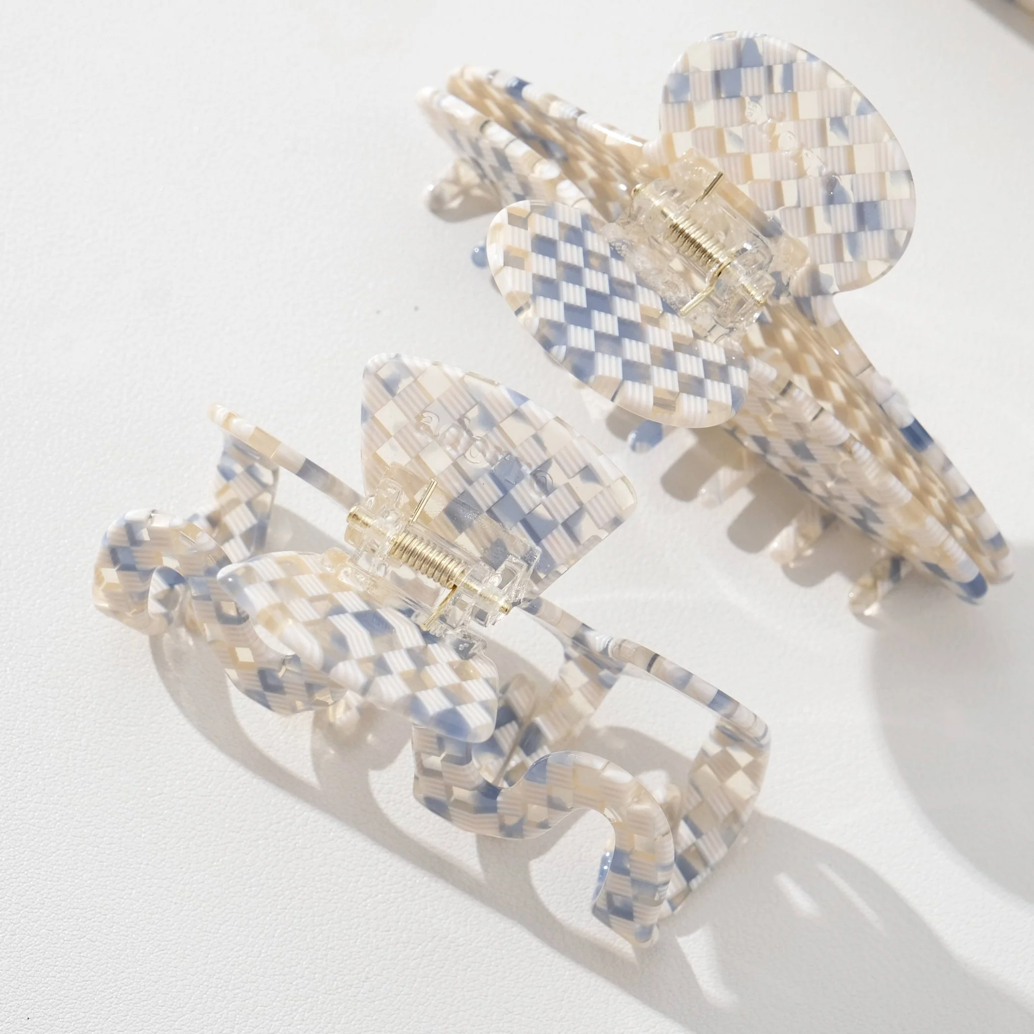 Blue Sand Checkerboard | Large Claw Clips - Image 6