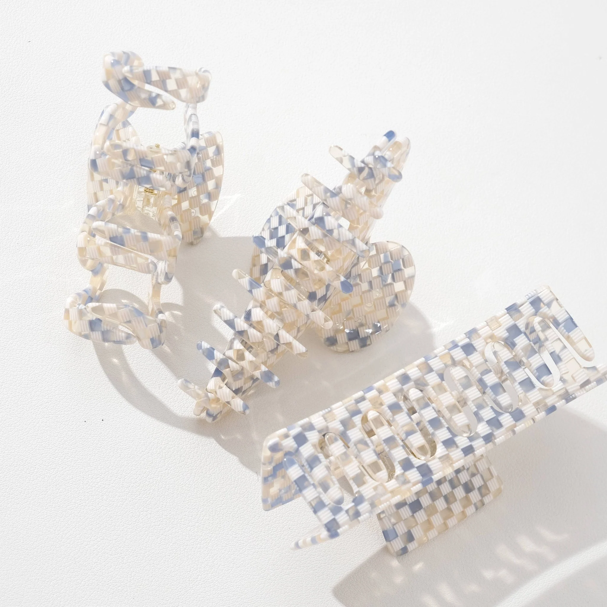 Blue Sand Checkerboard | Large Claw Clips - Image 7