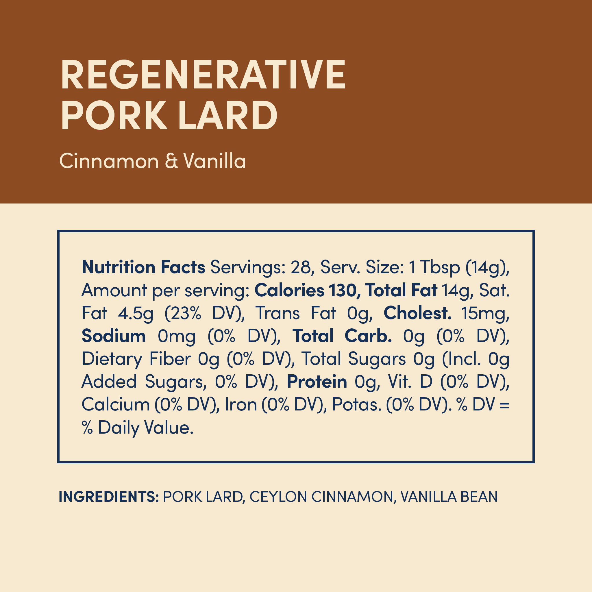 Cinnamon & Vanilla Regenerative Pork Lard - Image 2
