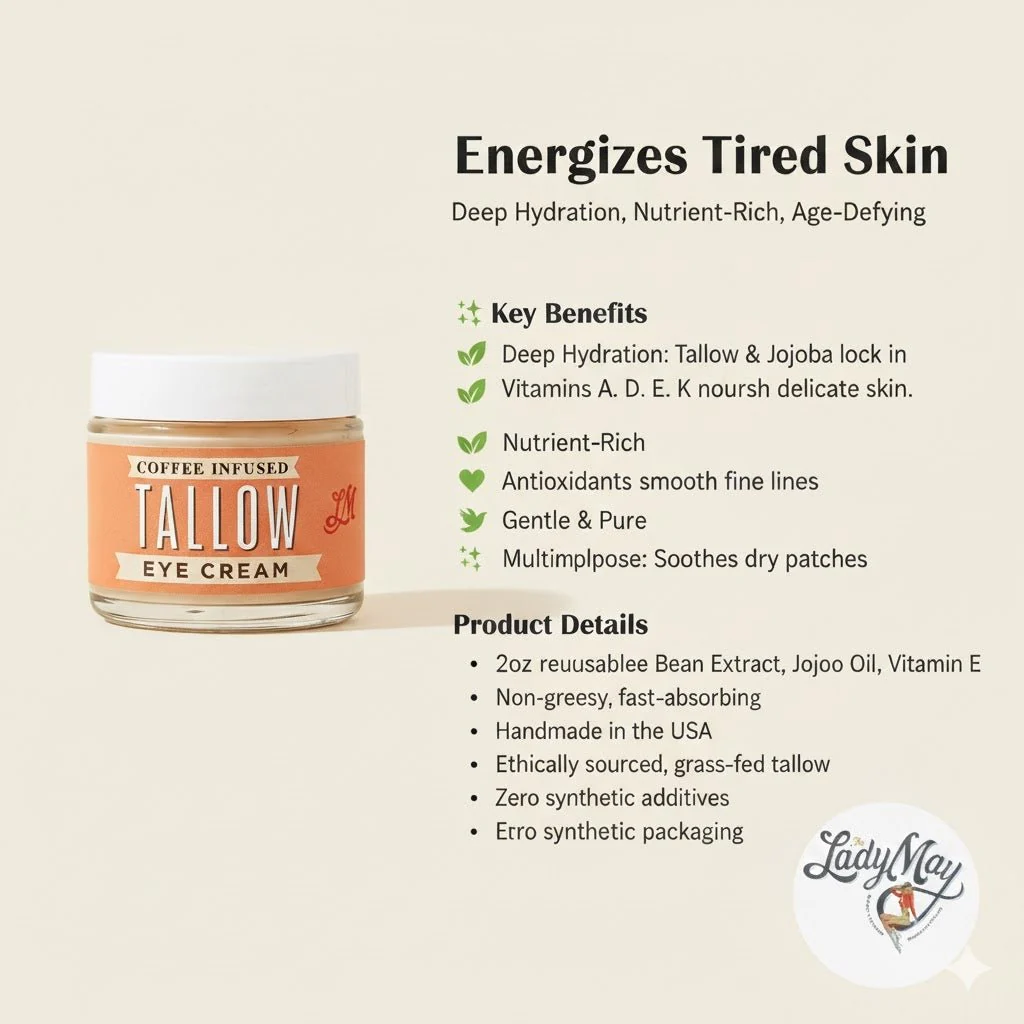 Coffee Bean Infused Tallow Eye Cream | Grass Fed Beef Tallow - Image 4