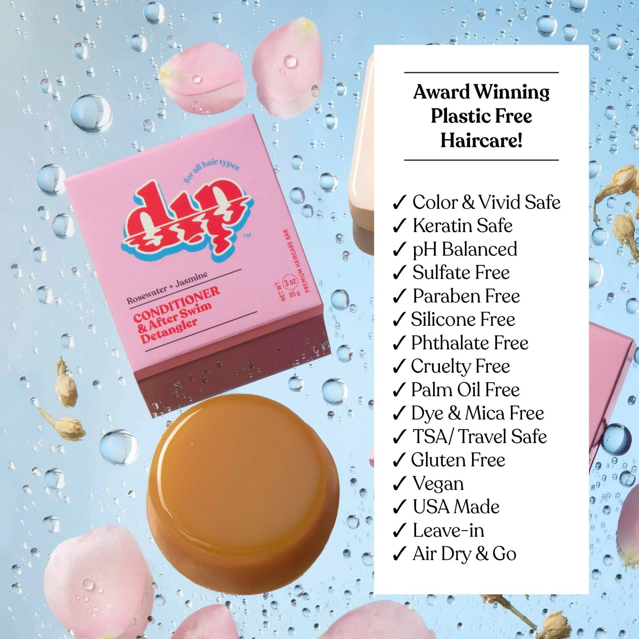 Conditioner Bar & After Swim Detangler | Rosewater & Jasmine - Image 9