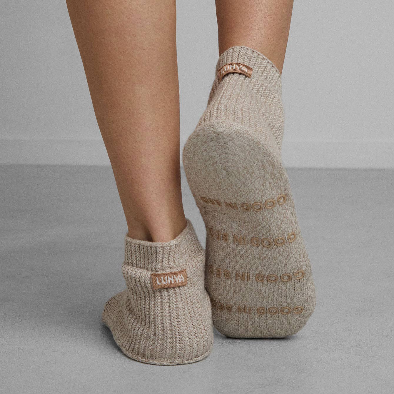Women's Cozy Cotton Silk Slipper Socks | Oat Marl - Image 3