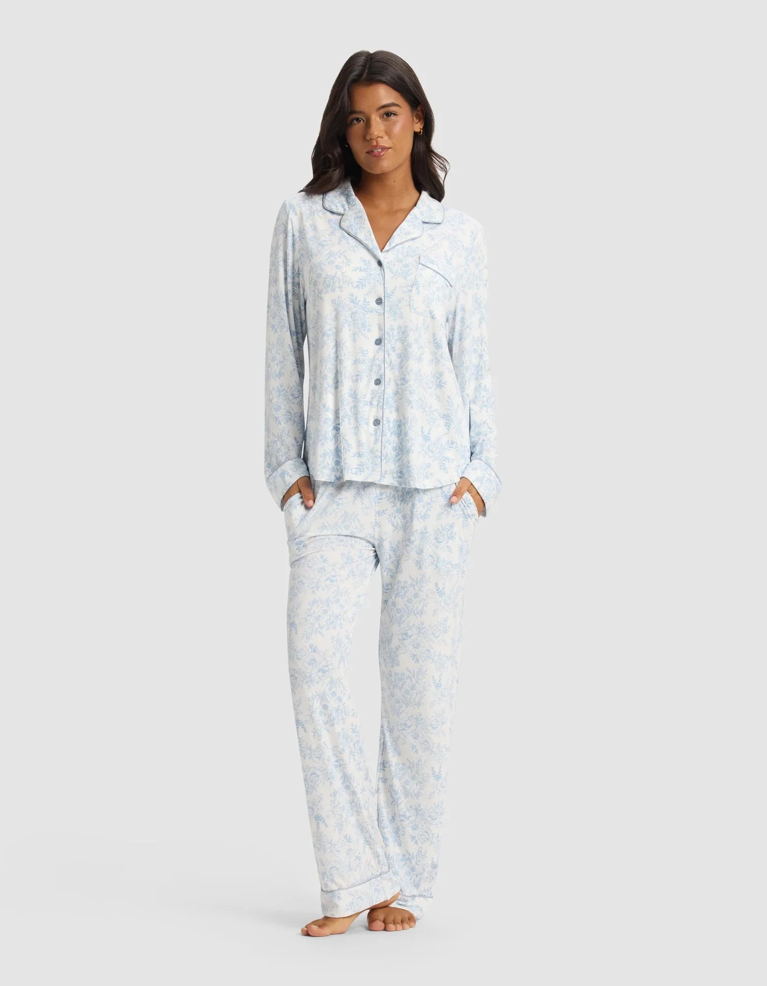 Women's Bamboo Stretch-Knit Long Sleeve Pajama Set - Image 2