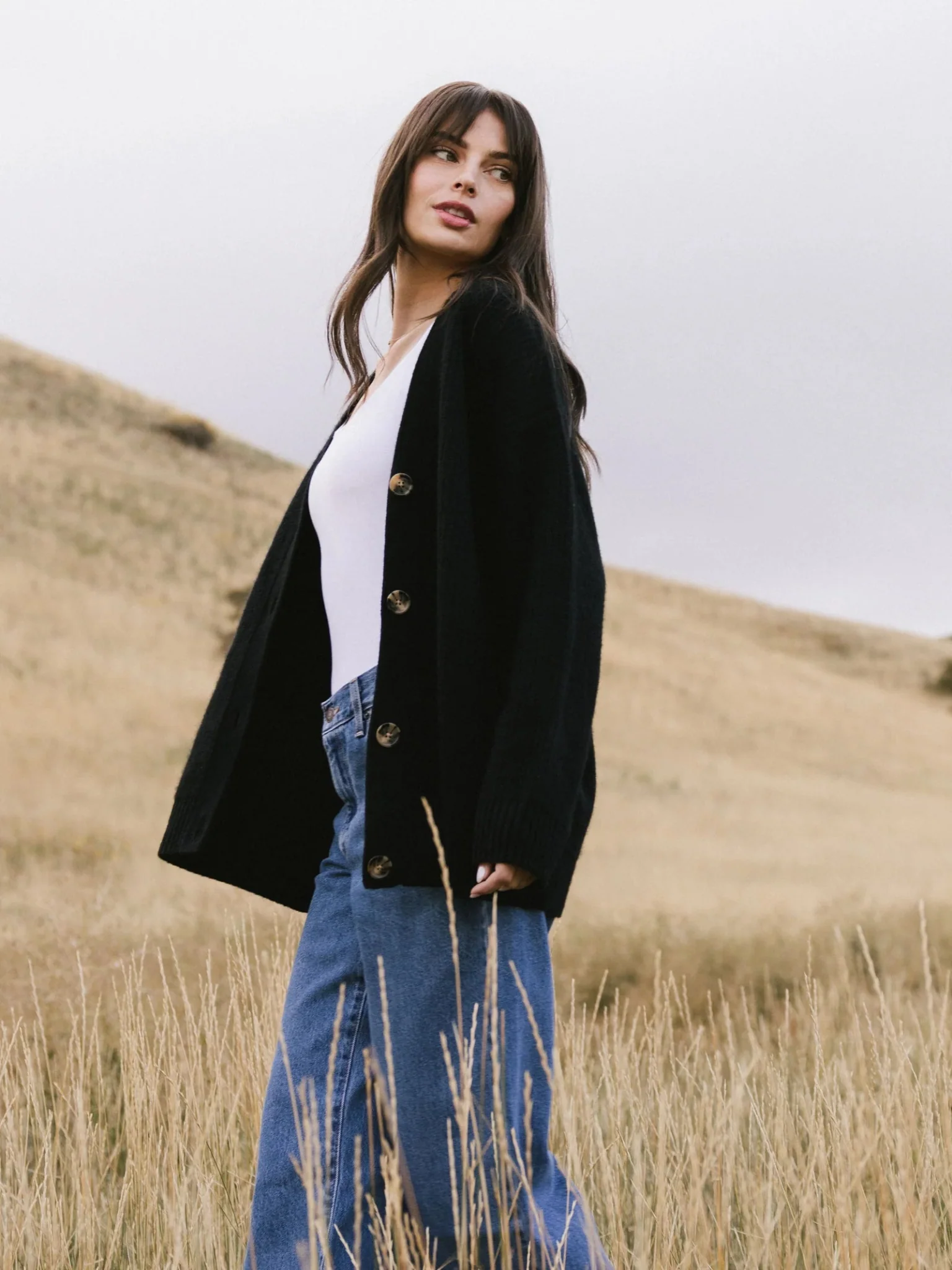 Women's Oversized Sunday Cashmere Cardigan | Black - Image 2