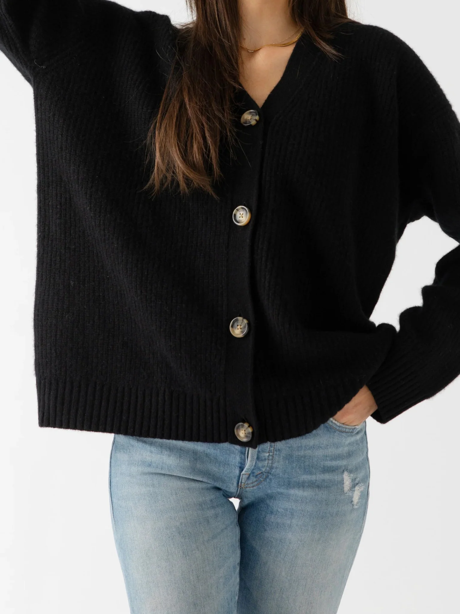 Women's Oversized Sunday Cashmere Cardigan | Black - Image 3