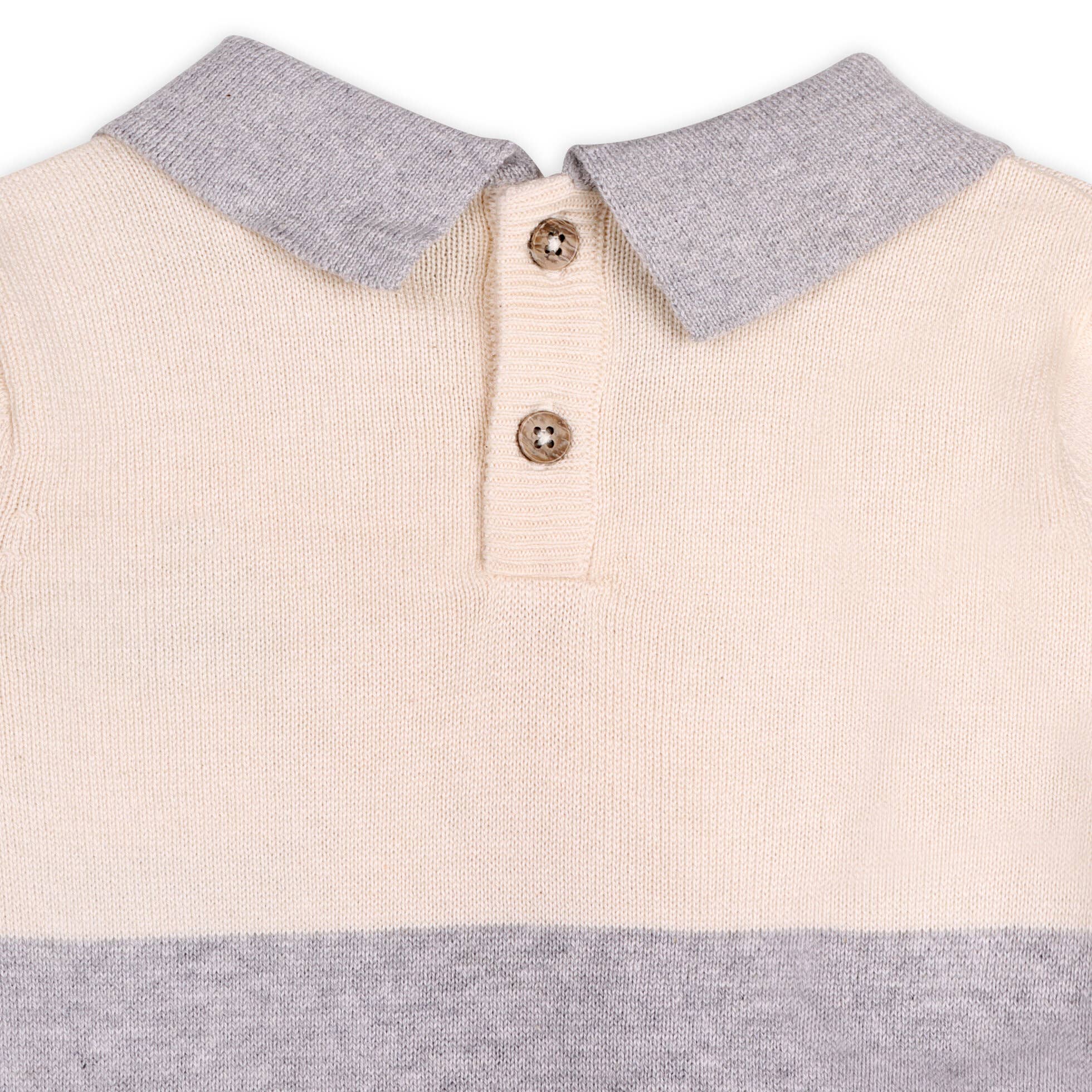 Cuddly Bear Applique Sweater Knit Collar Baby Pullover | Heather Grey - Image 7