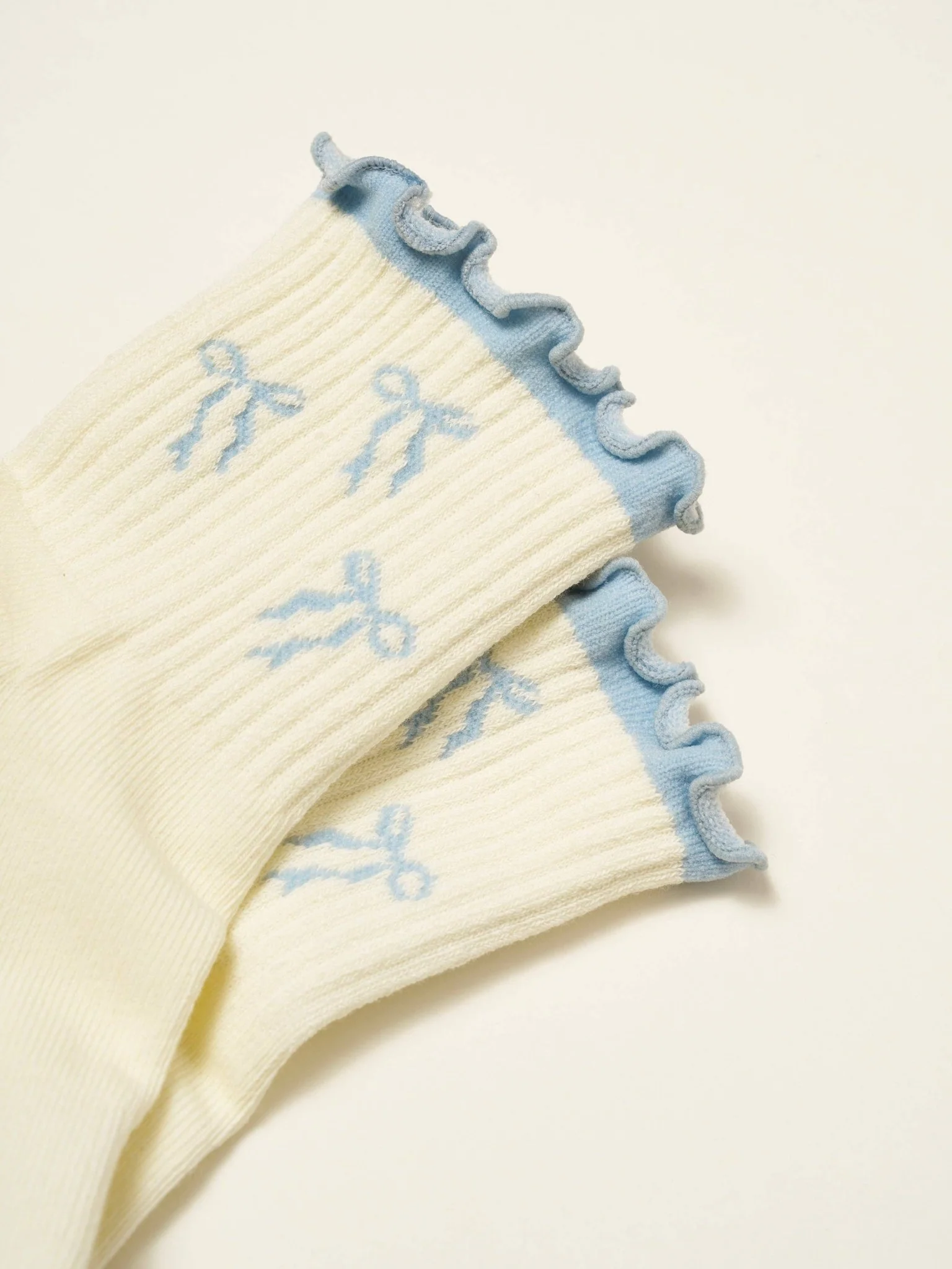 🎀 Bow Ruffle Grip Sock | Dusty Blue | Pilates Socks - Image 4