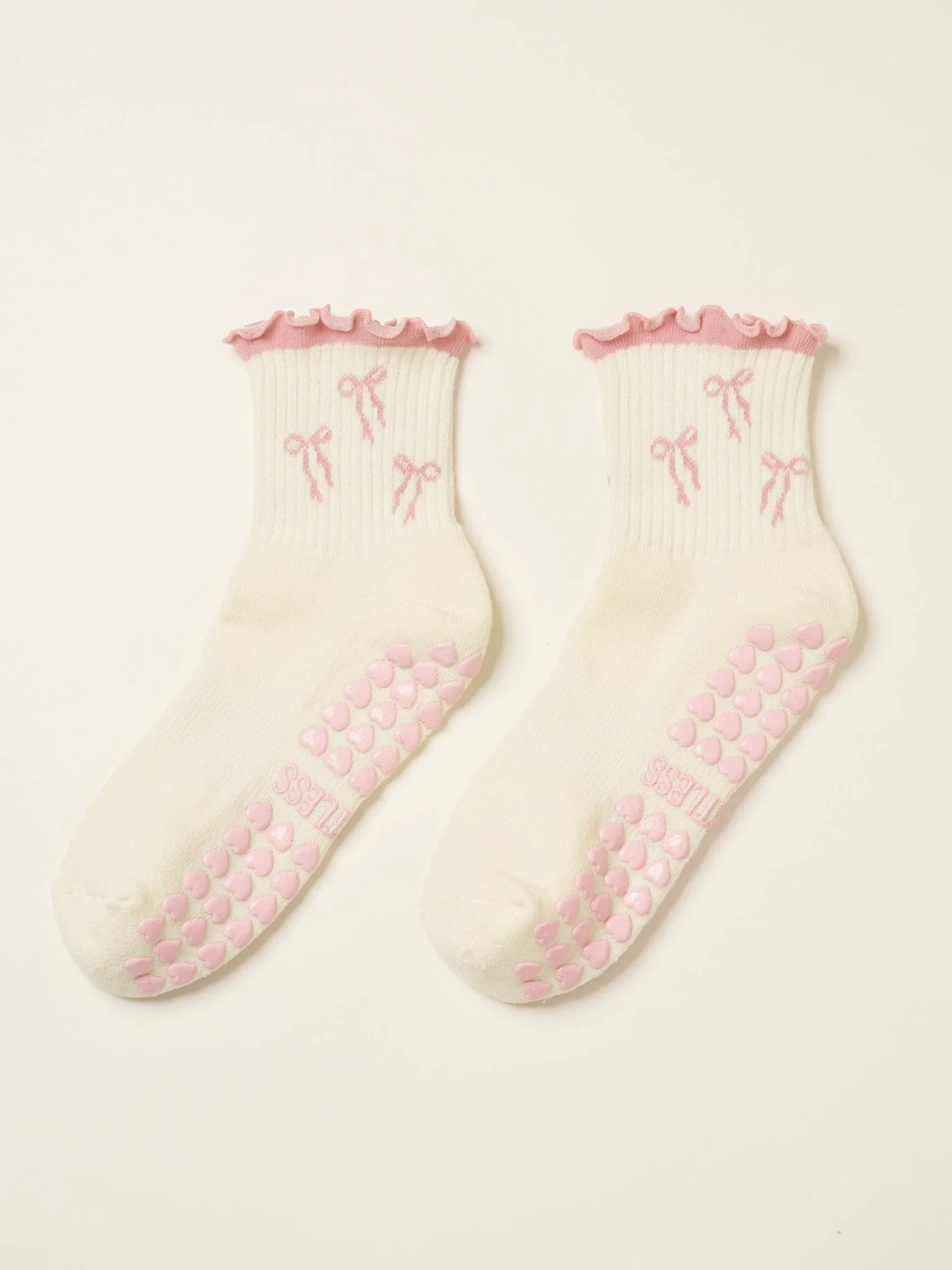 🎀 Bow Ruffle Grip Sock | Soft Pink | Pilates Socks - Image 5