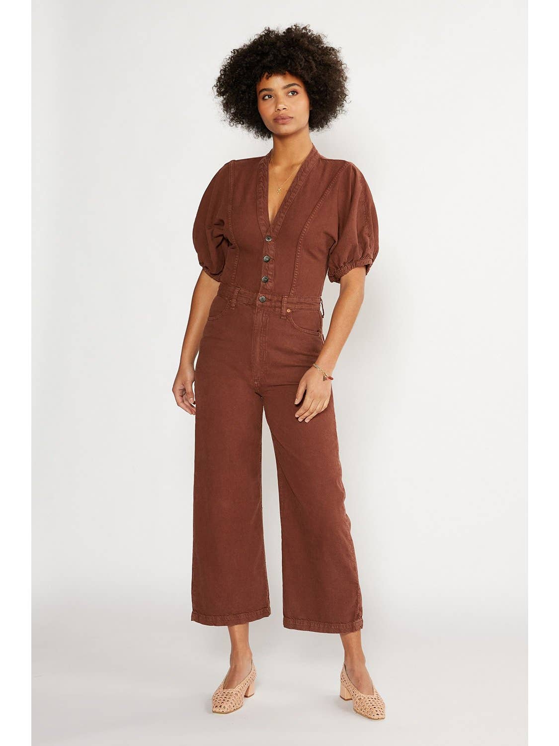 Celeste Wide Leg Jumpsuit | Dark Russet - Image 3