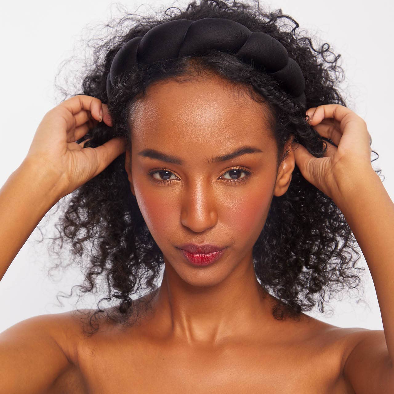 Recycled Fabric Puffy Headband | Black - Image 6