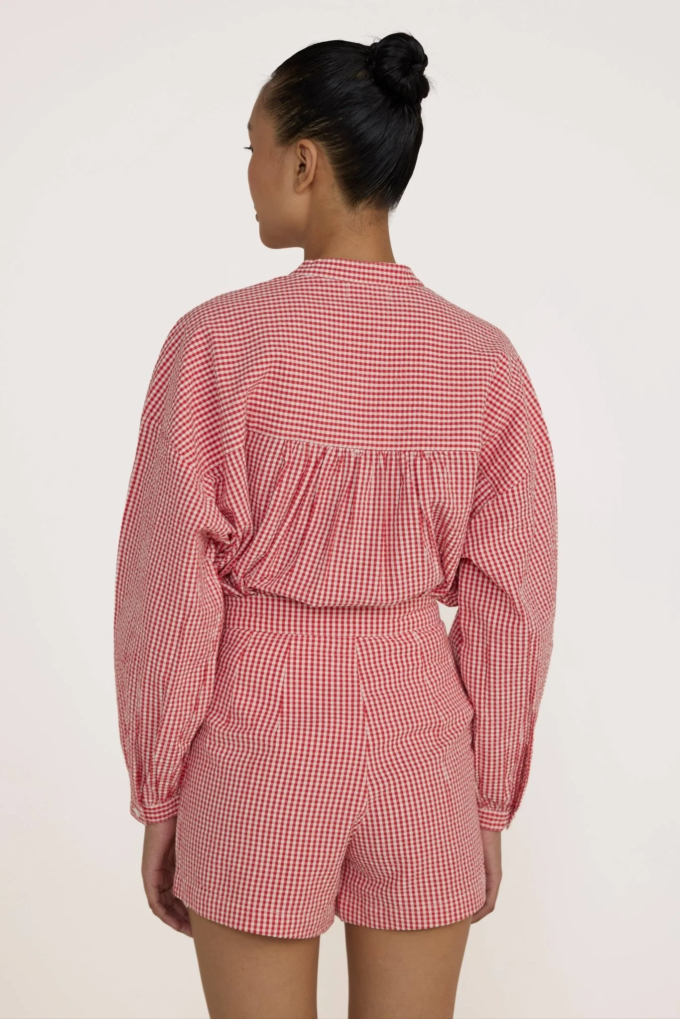 Pleated Tailored Shorts | Poppy Gingham - Image 3