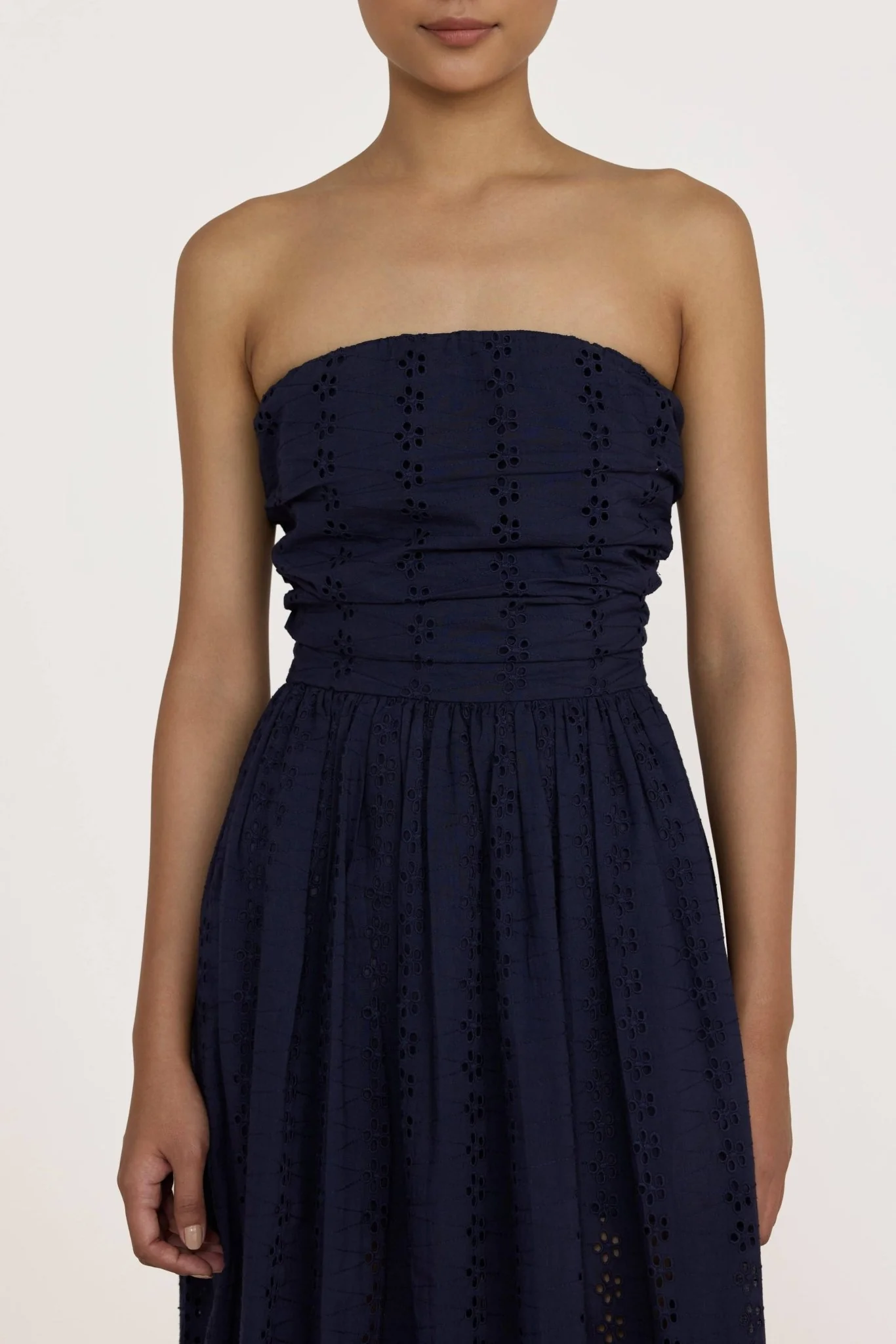 Strapless Tie Back Dress | Navy Lace - Image 3