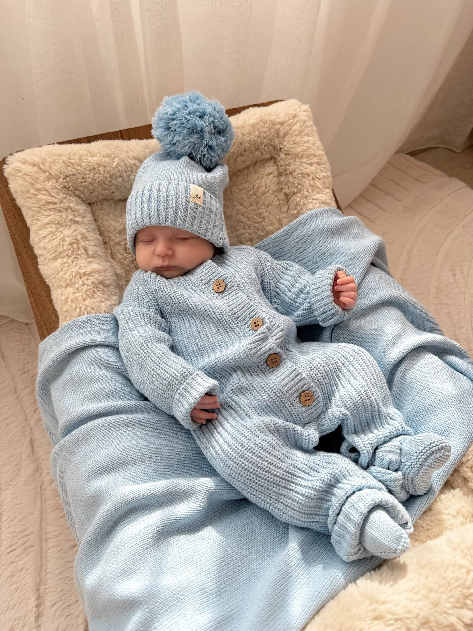 Classic Chunky Knit Jumpsuit | Powder Blue - Image 4