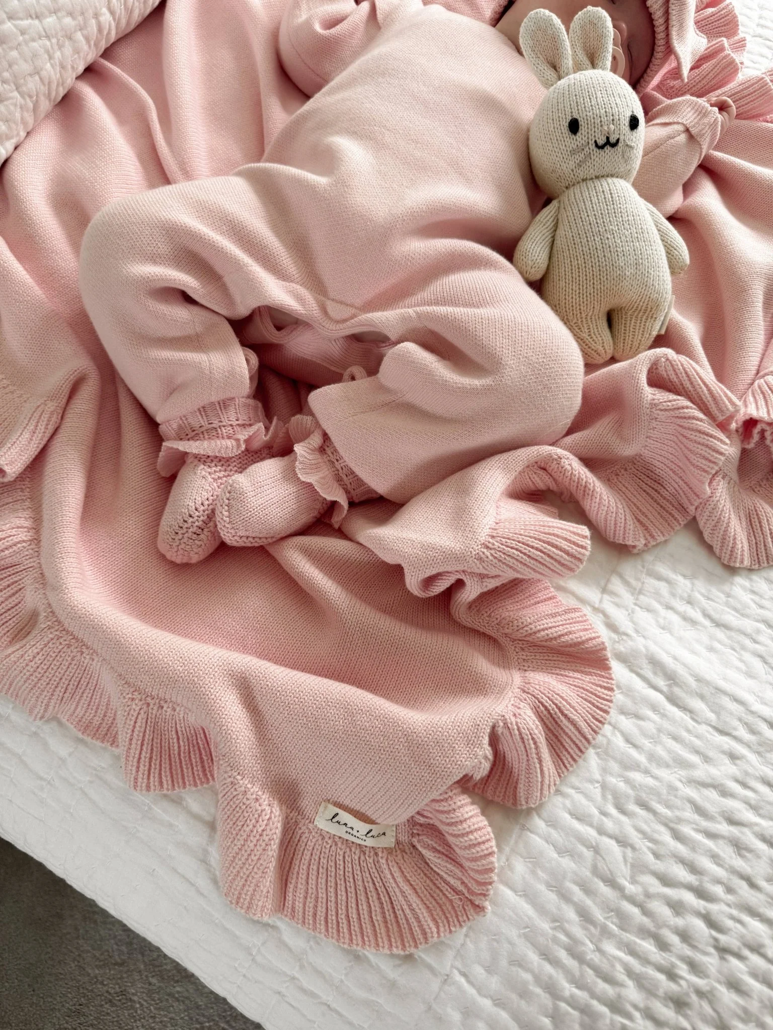 Classic Ruffle Baby Blanket | Powder Pink - Image 3