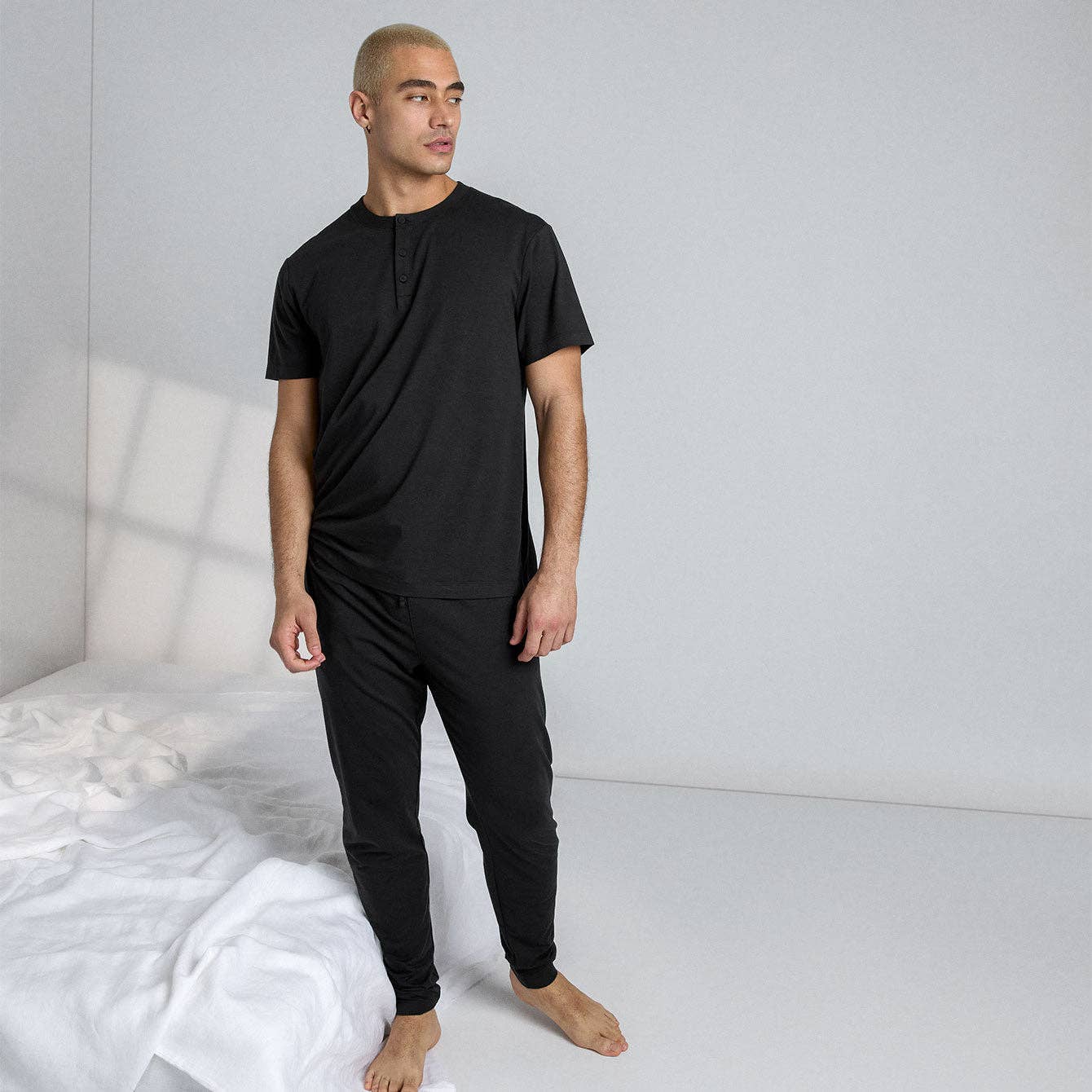 Men's Slumberknit™ Henley Tee | Immersed Black - Image 2