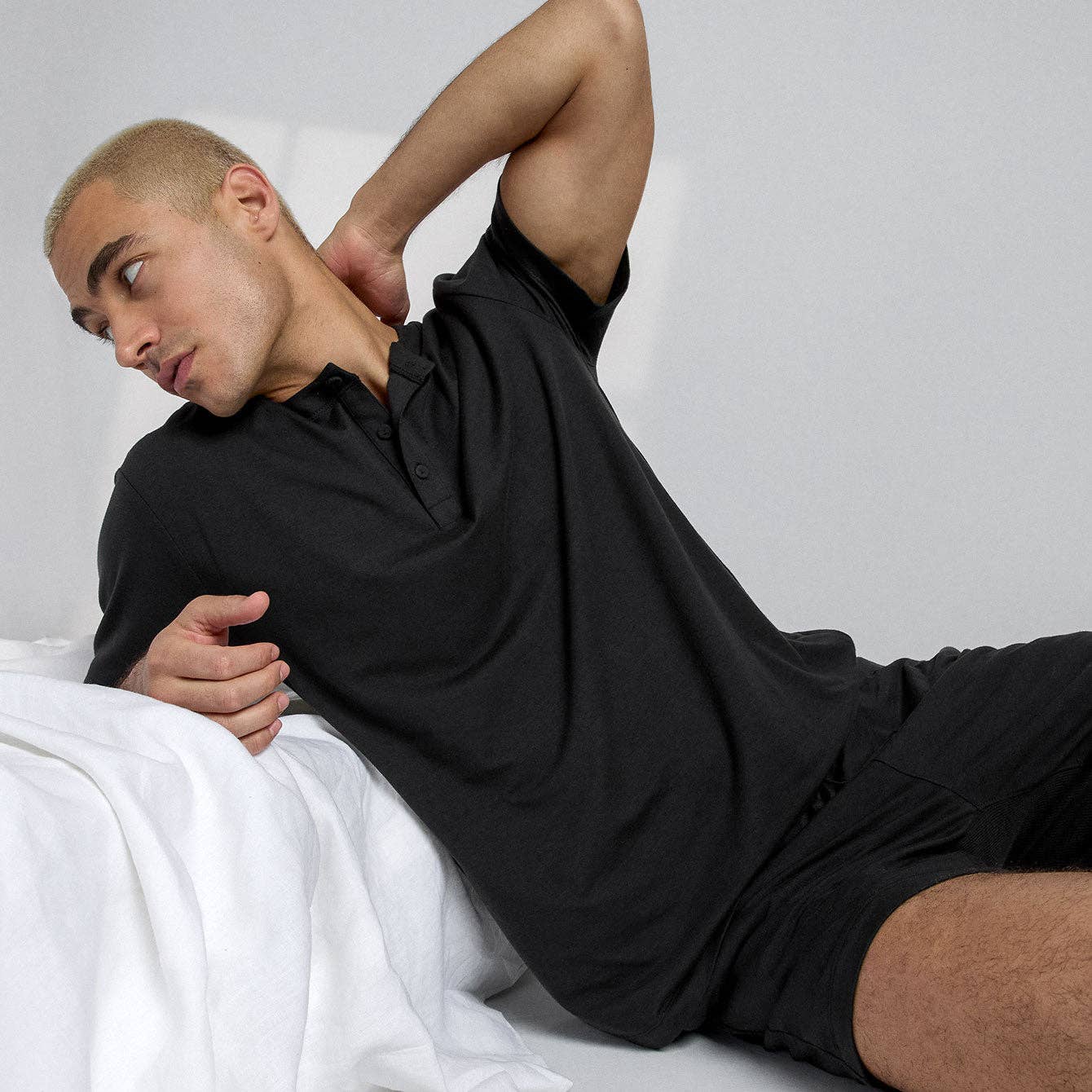 Men's Slumberknit™ Henley Tee | Immersed Black - Image 3