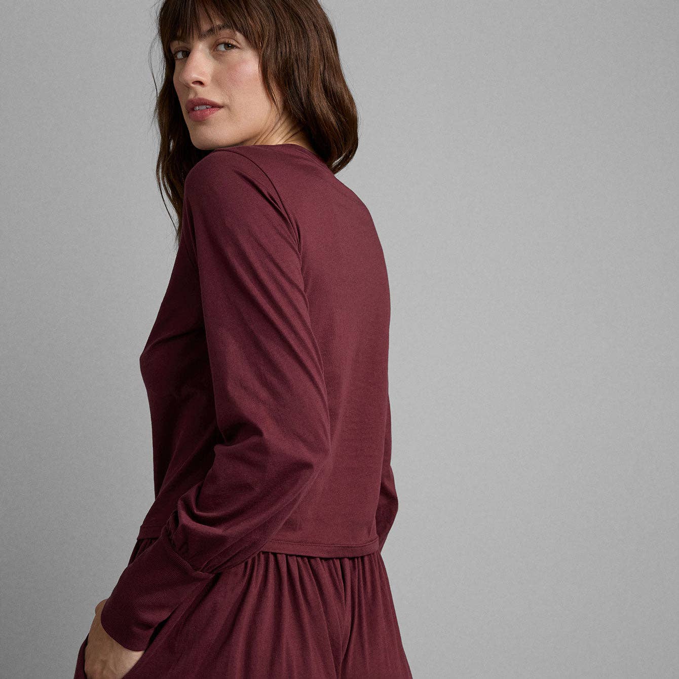 Organic Pima Crew Neck Long Sleeve | Calliope Wine - Image 4