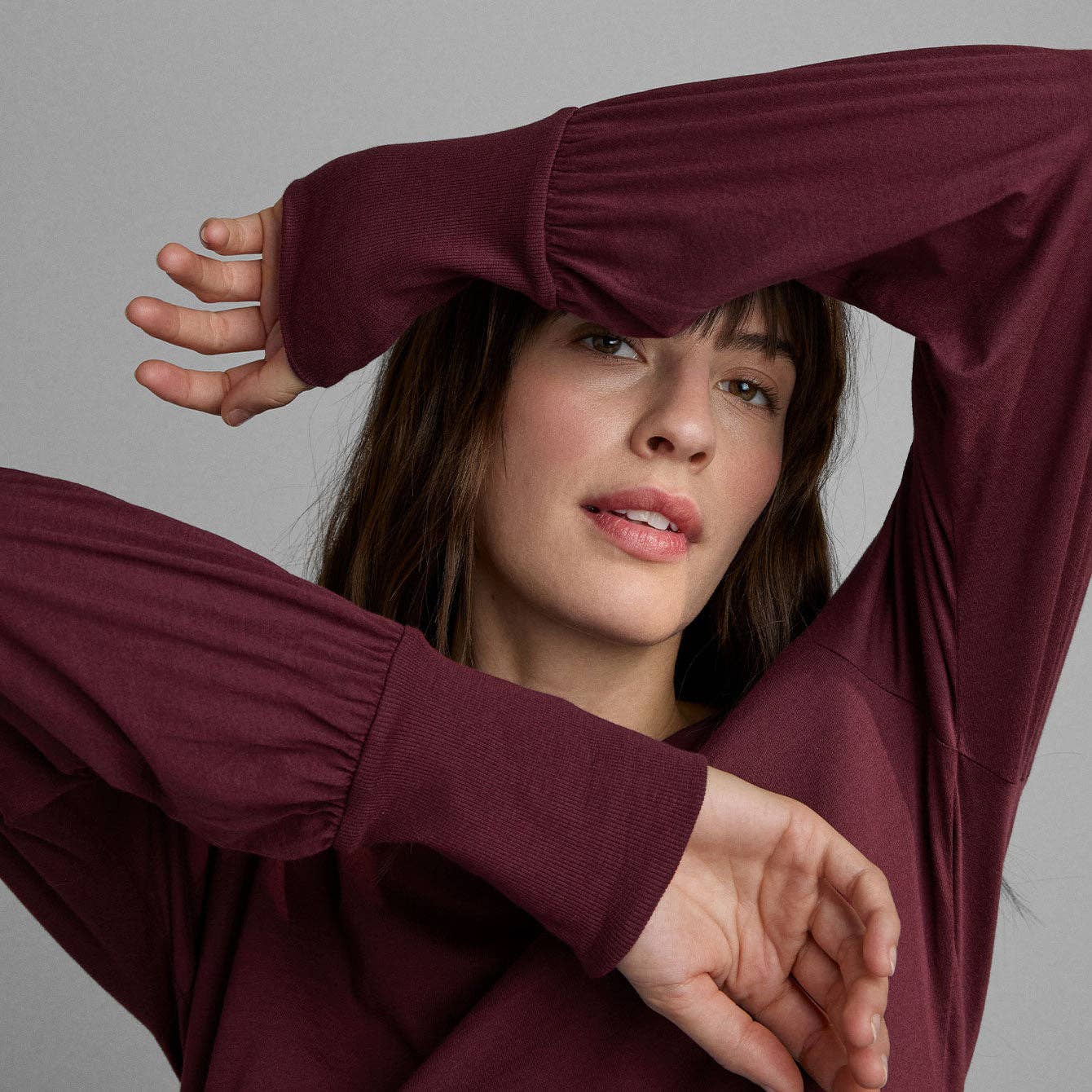 Organic Pima Crew Neck Long Sleeve | Calliope Wine - Image 5
