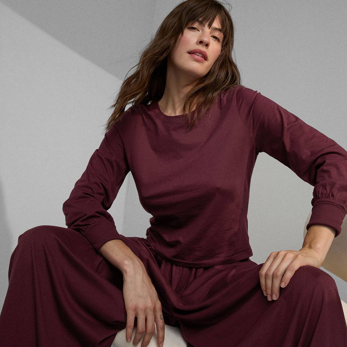 Organic Pima Crew Neck Long Sleeve | Calliope Wine - Image 6