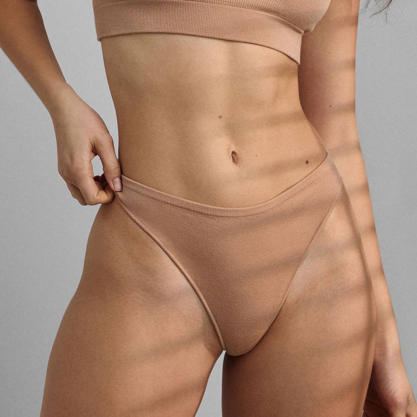 Seamless Modal High Cut Thong | Hushed Tan - Image 2