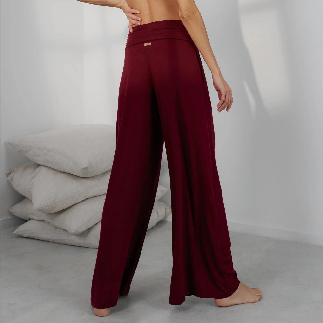 Soft Modal Rib Foldover Pant | Calliope Wine - Image 2