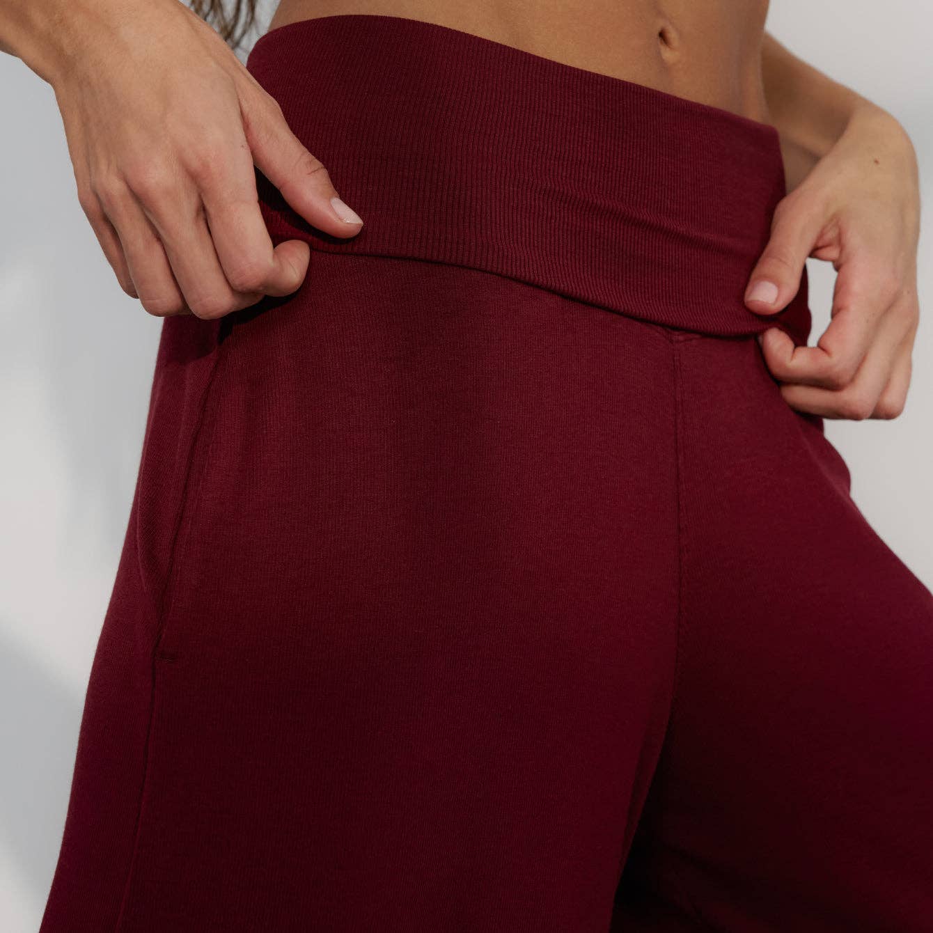 Soft Modal Rib Foldover Pant | Calliope Wine - Image 3