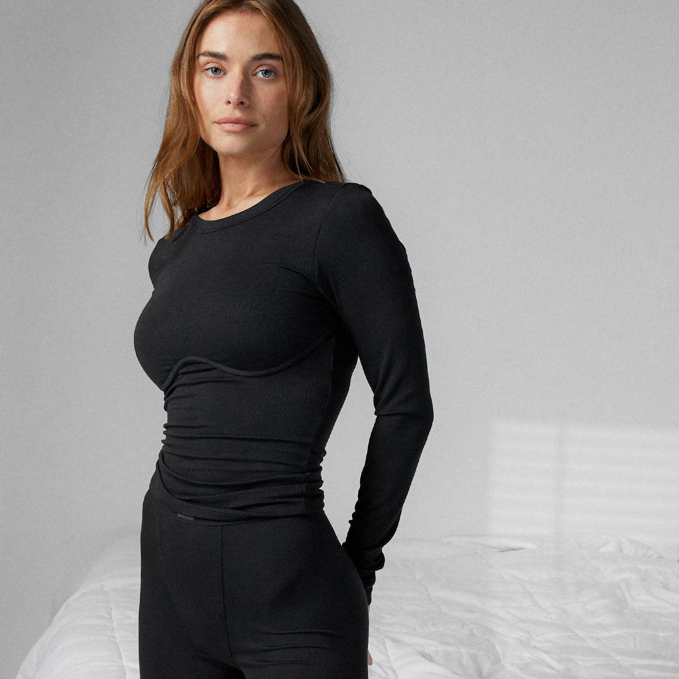 Soft Modal Rib Underpin Long Sleeve | Immersed Black - Image 3