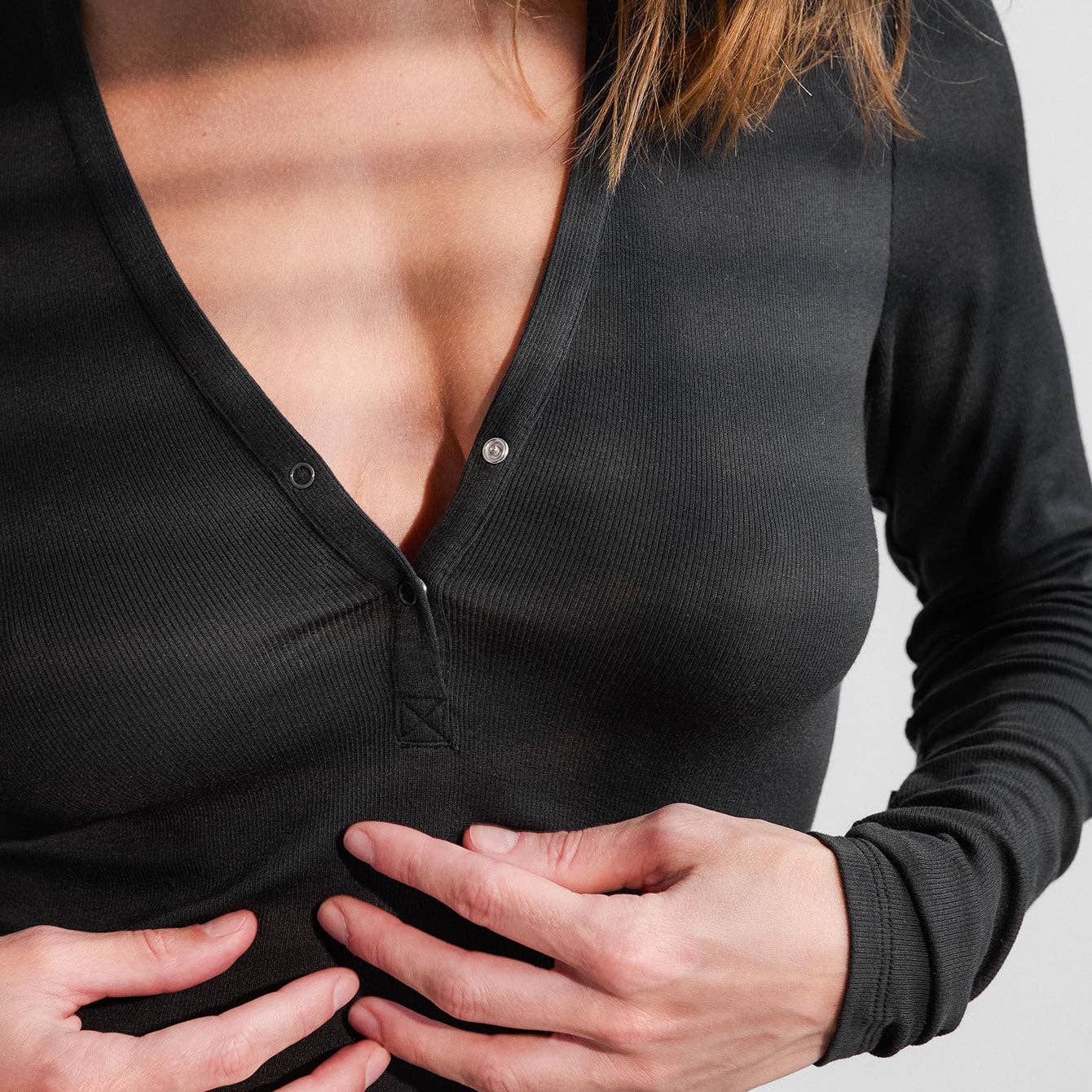 Soft Modal Rib V-Neck Henley - Image 3