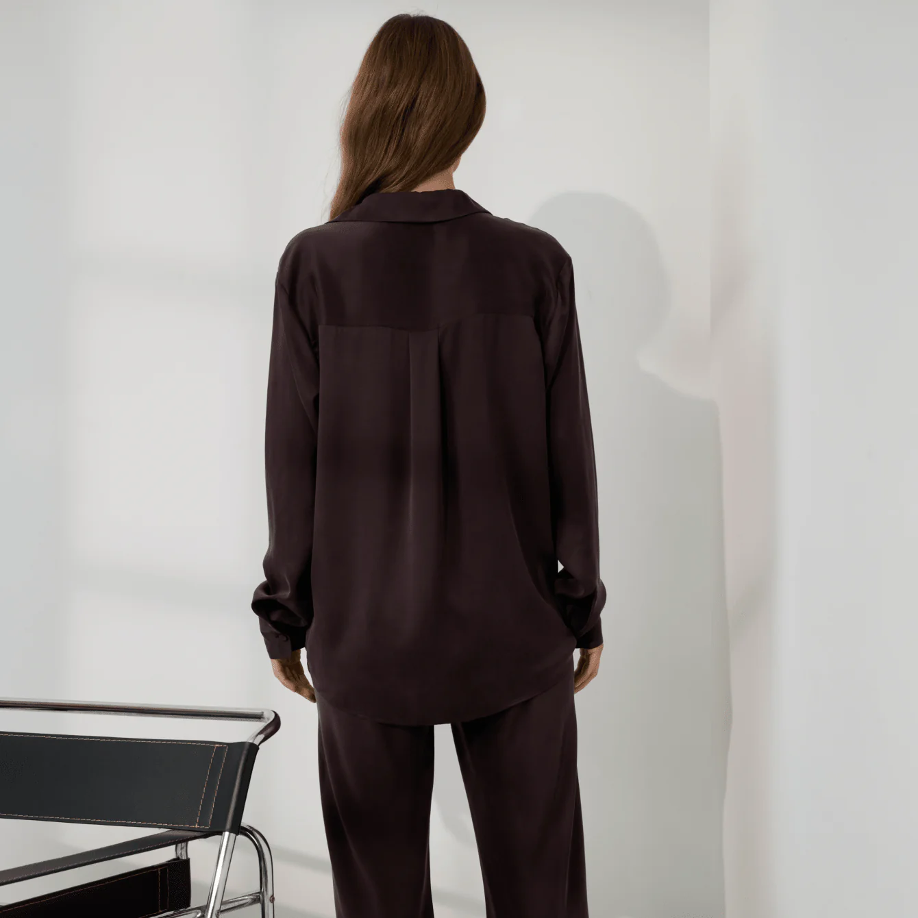 Washable Silk Ladder Stitch Button Down | Velvet Truffle - Image 2