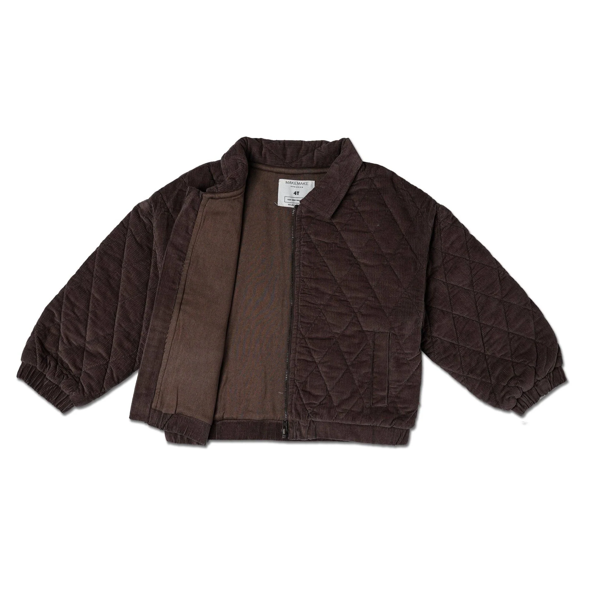 Organic Quilted Bomber Corduroy Jacket | Dark Brown - Image 3
