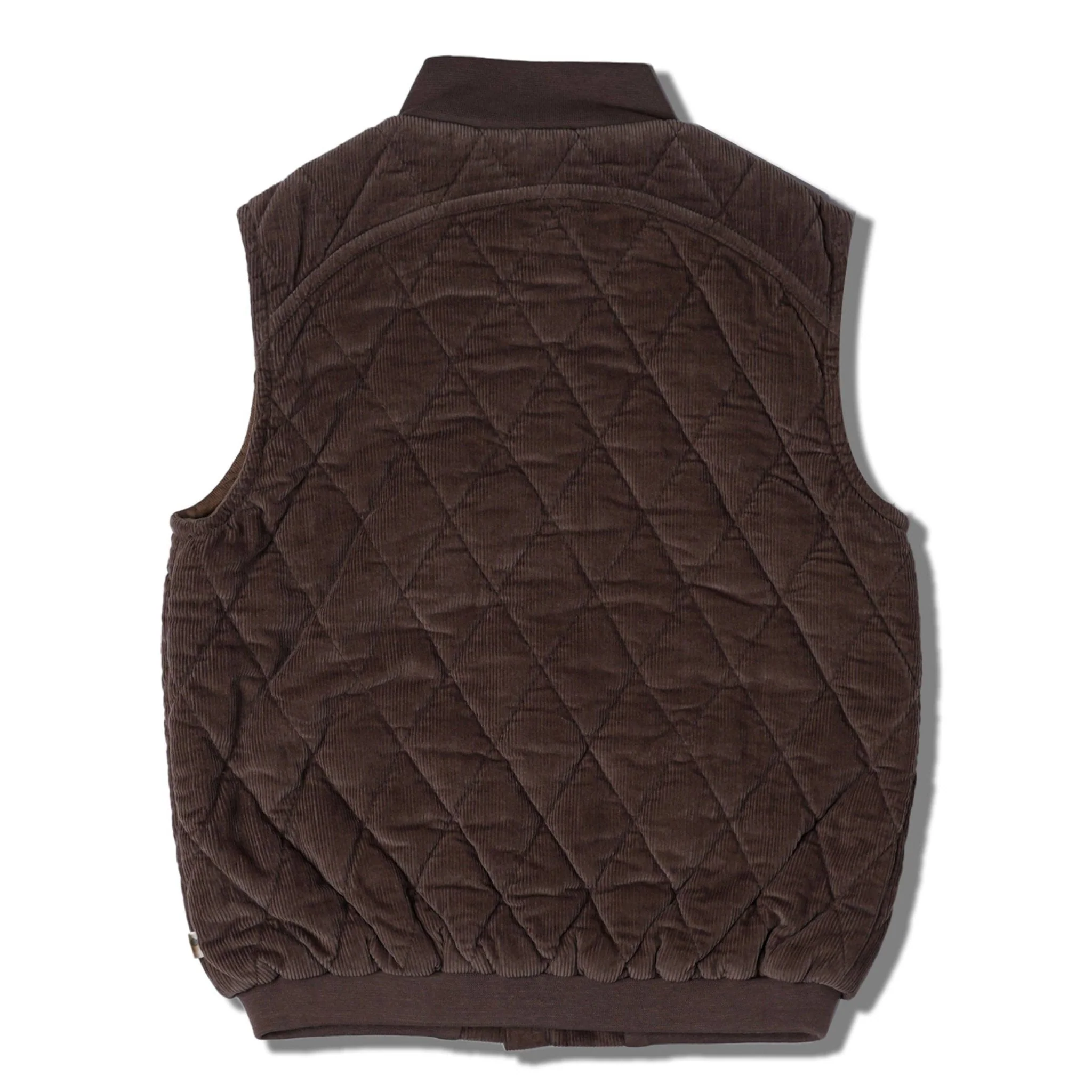 Organic Sleeveless Quilted Corduroy Jacket | Dark Brown - Image 3