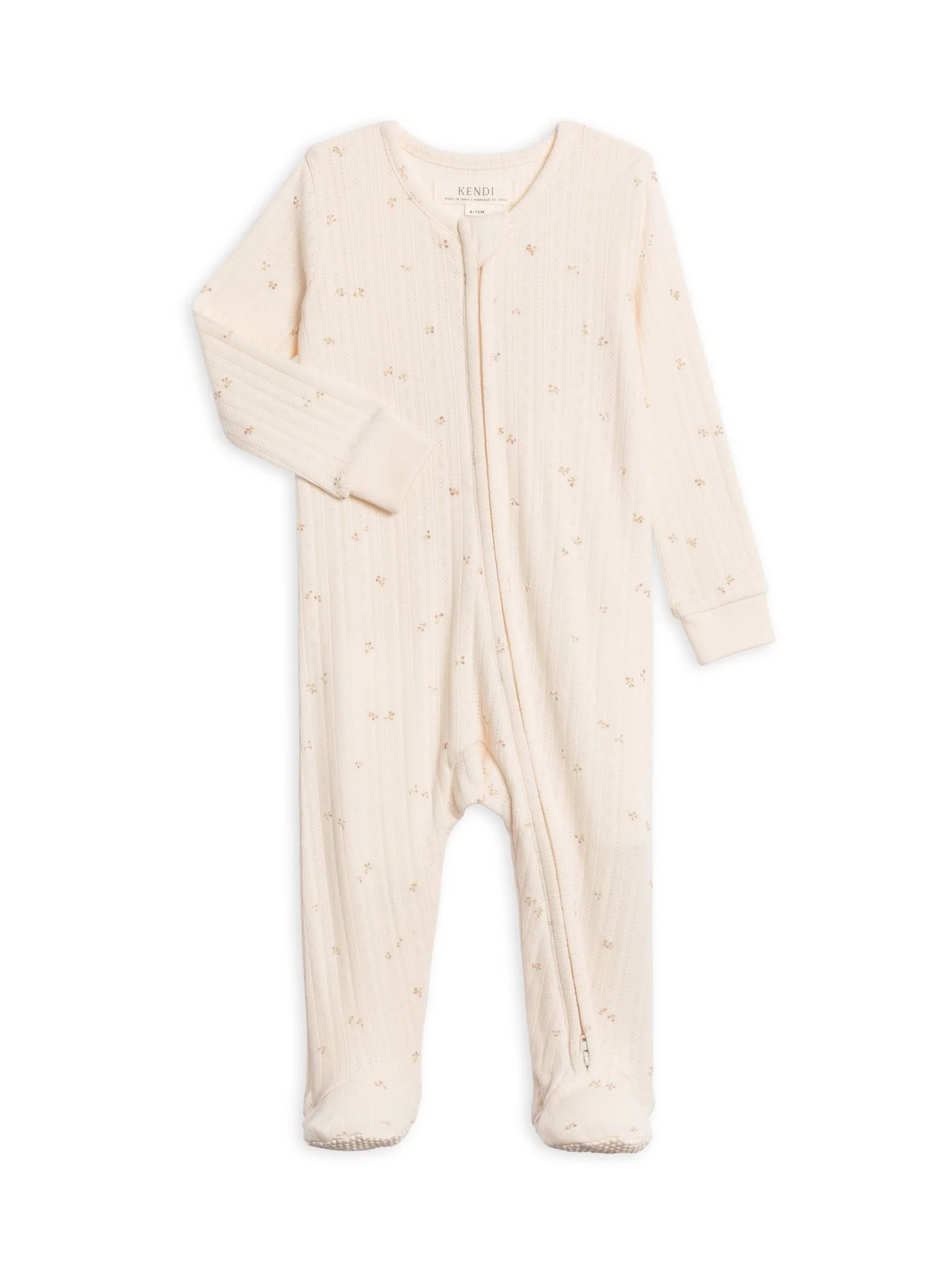 Maya Brushed Back Pointelle Footed Zipper Sleeper | Loren Floral - Image 2