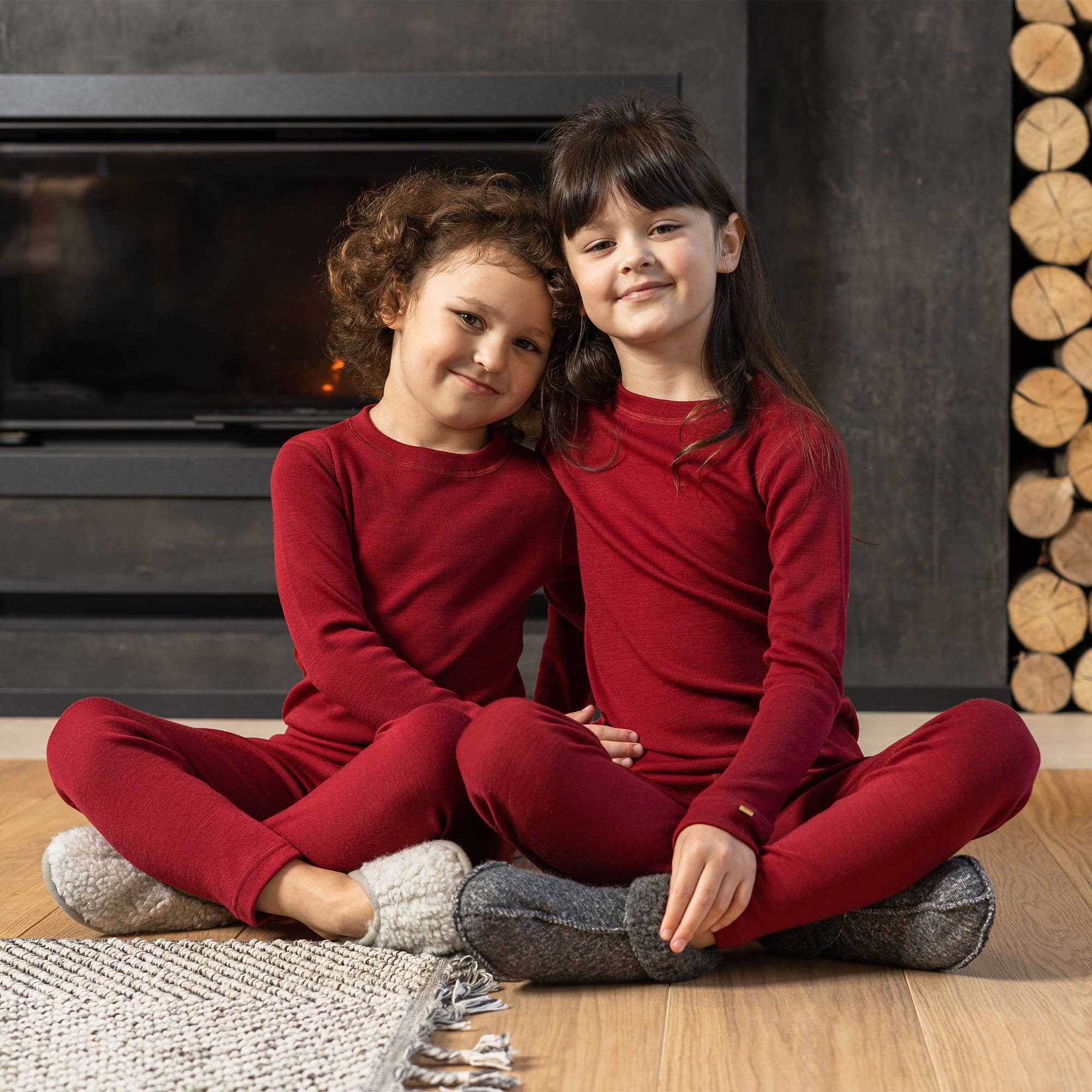 Kids' Merino 250 Long Sleeve Crew | Royal Cherry - Image 3