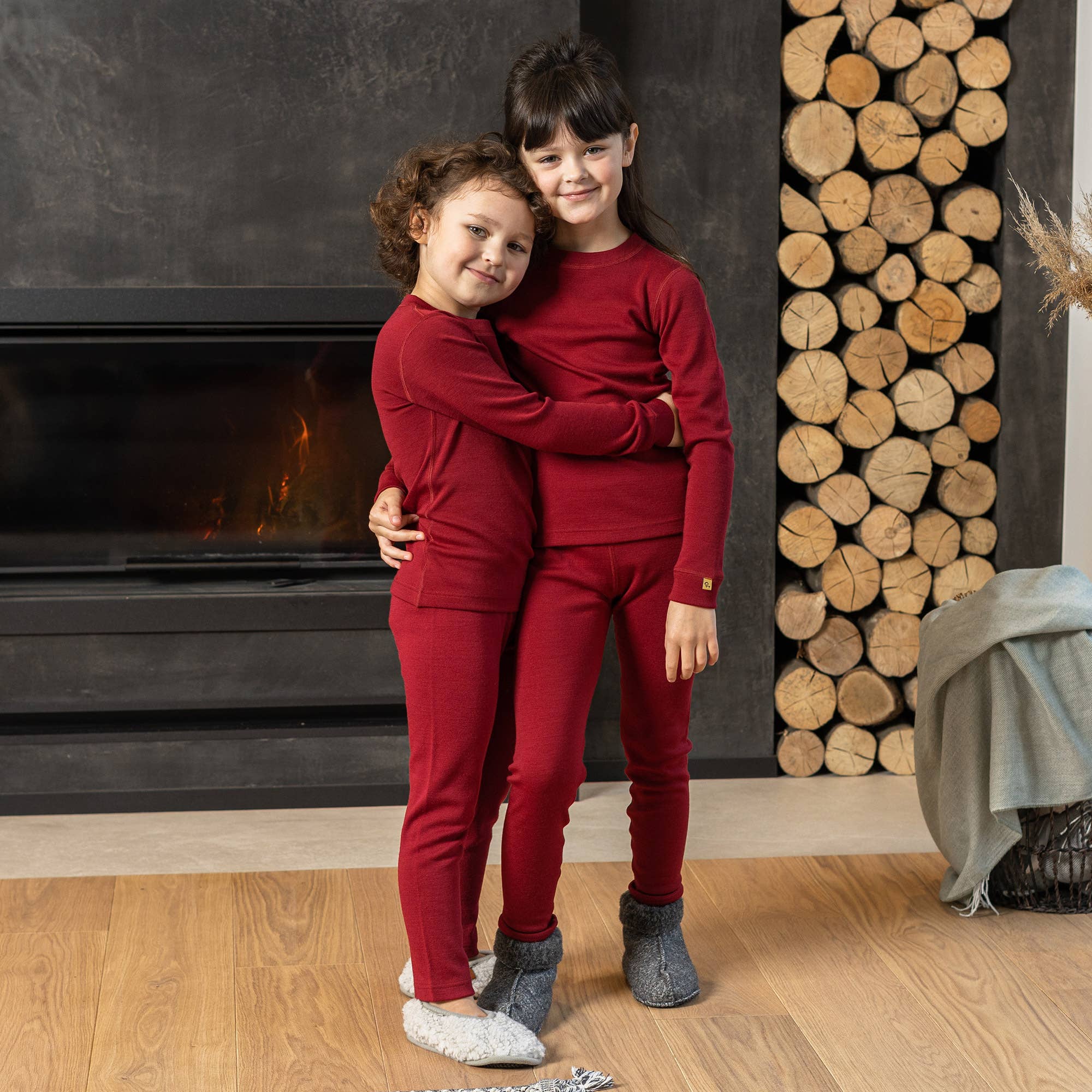 Kids' Merino 250 Long Sleeve Crew | Royal Cherry - Image 4